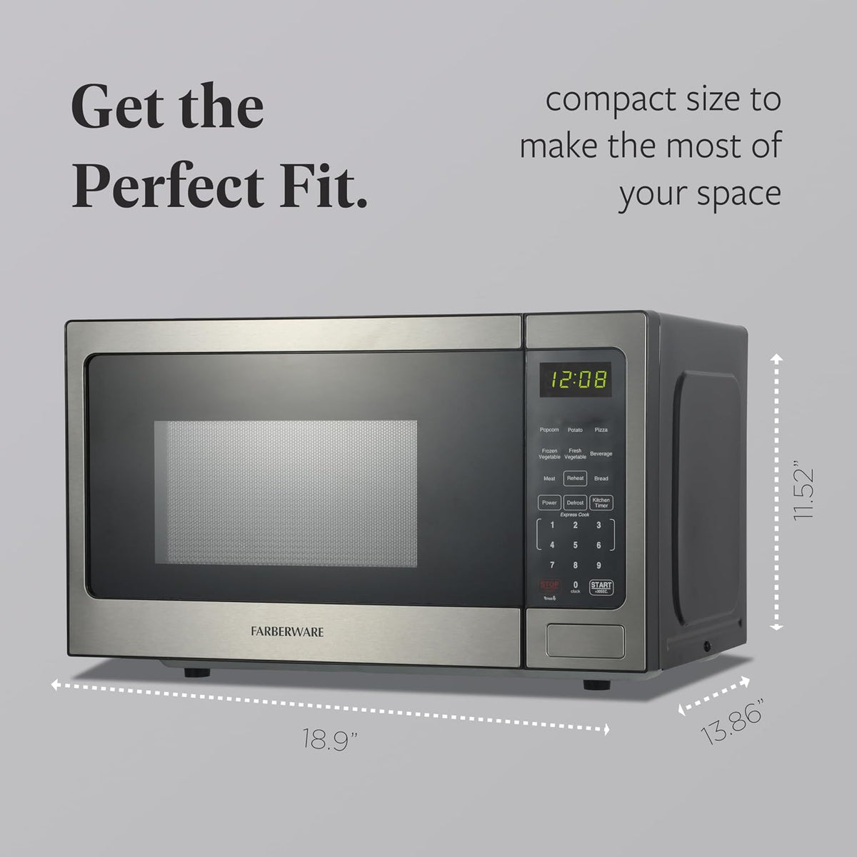 0.9 Cu. Ft. Countertop Microwave Oven – 900 Watts Power, Auto Cook Settings, Defrost, Easy Clean and Child Safety