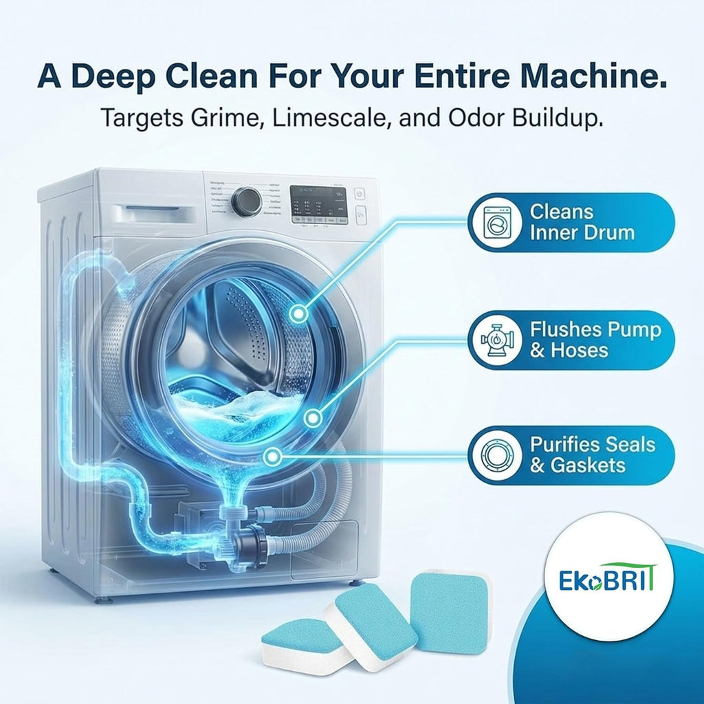 Upgraded Enzyme-Containing Washing Machine Cleaning Tablets for Pet Hair, Deep Cleaning, Suitable for Top-loading and