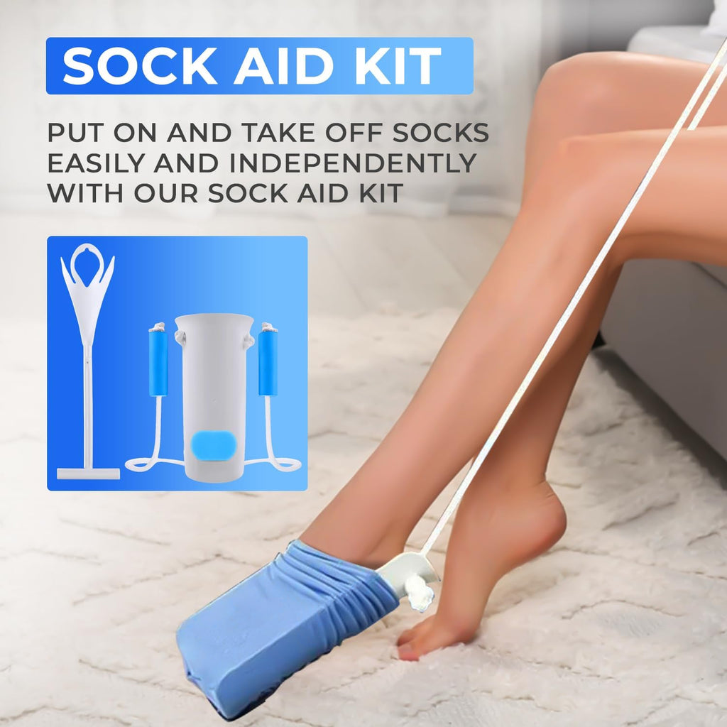 Sock Aid Kit, Premium Sock Puller Aid for Removing Socks or Stockings, with a Super Flexible Sock Aid Device with