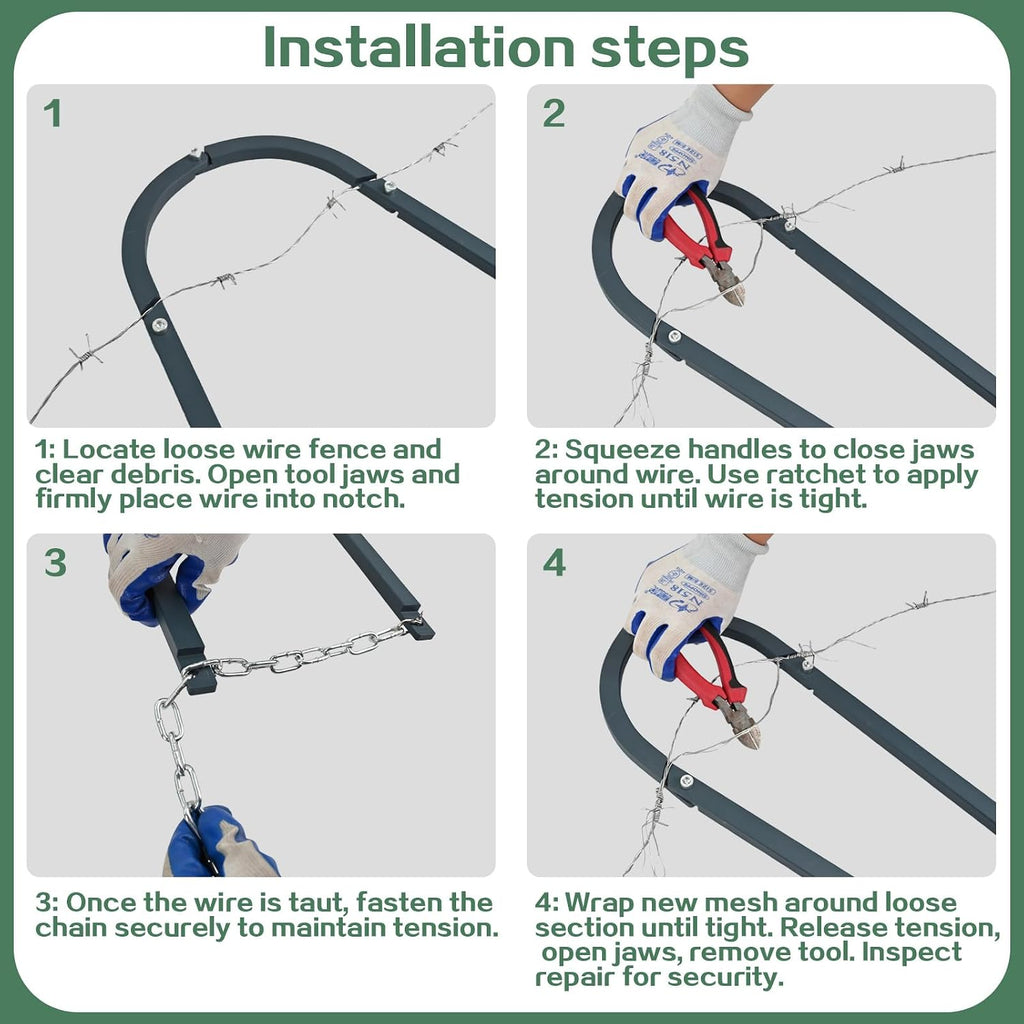 Heavy-Duty Fence Repair Tool, Fence Stretcher Tool for Fast Repairs (6.8 lbs), Farm Fence Tightening Tool for Barbed