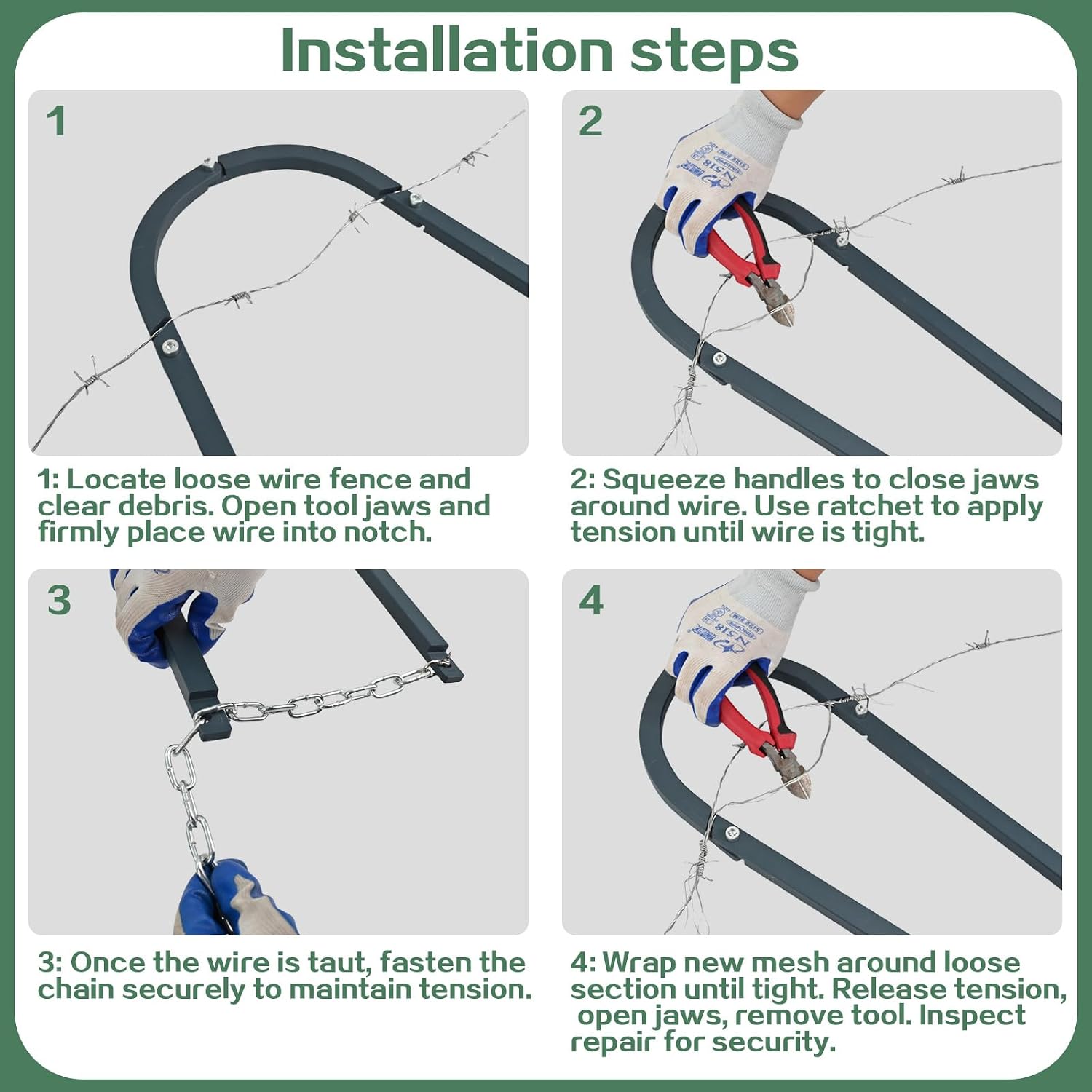 Heavy-Duty Fence Repair Tool, Fence Stretcher Tool for Fast Repairs (6.8 lbs), Farm Fence Tightening Tool for Barbed