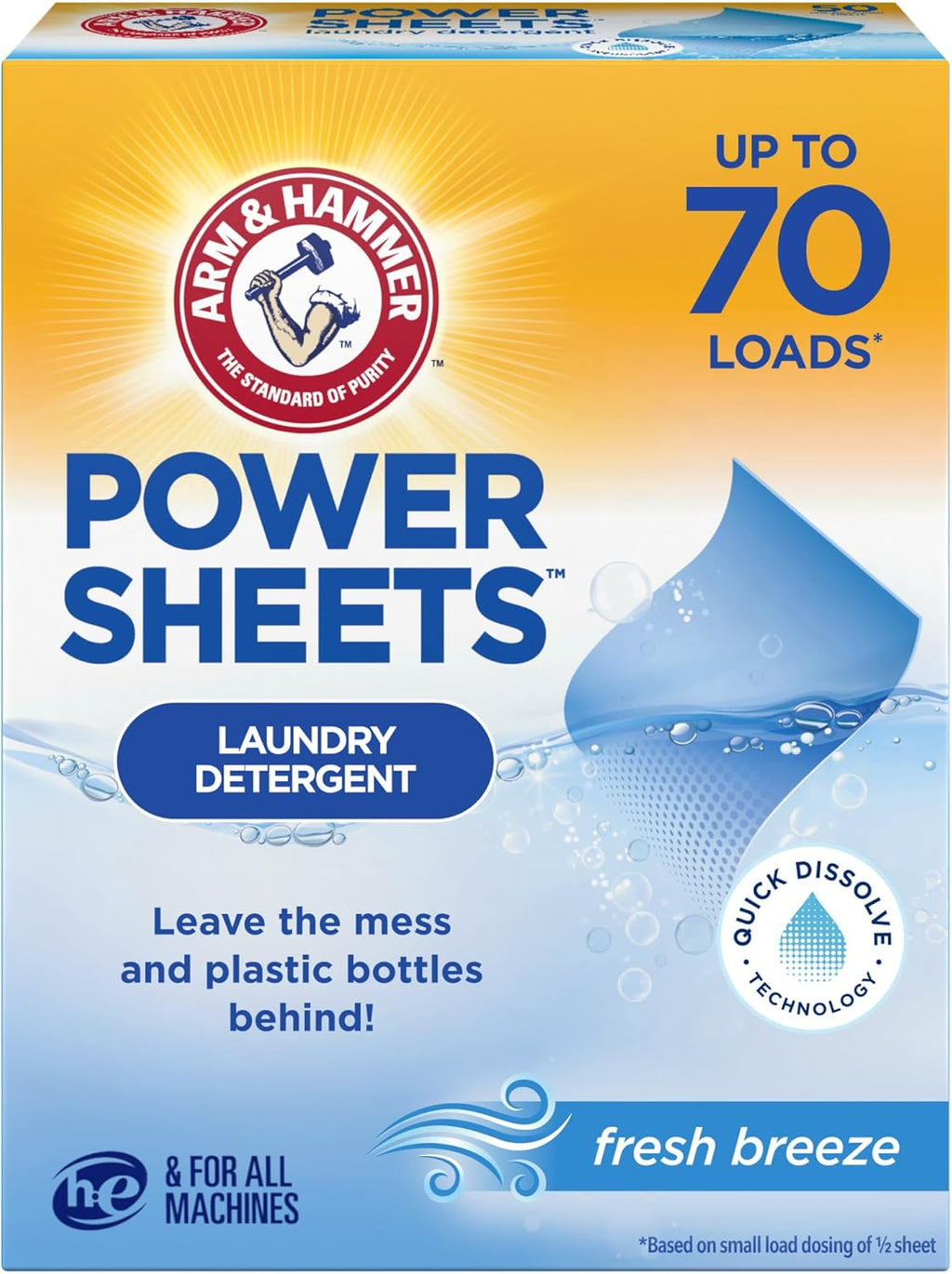Power Sheets Laundry Detergent, Fresh Breeze, 35 Count