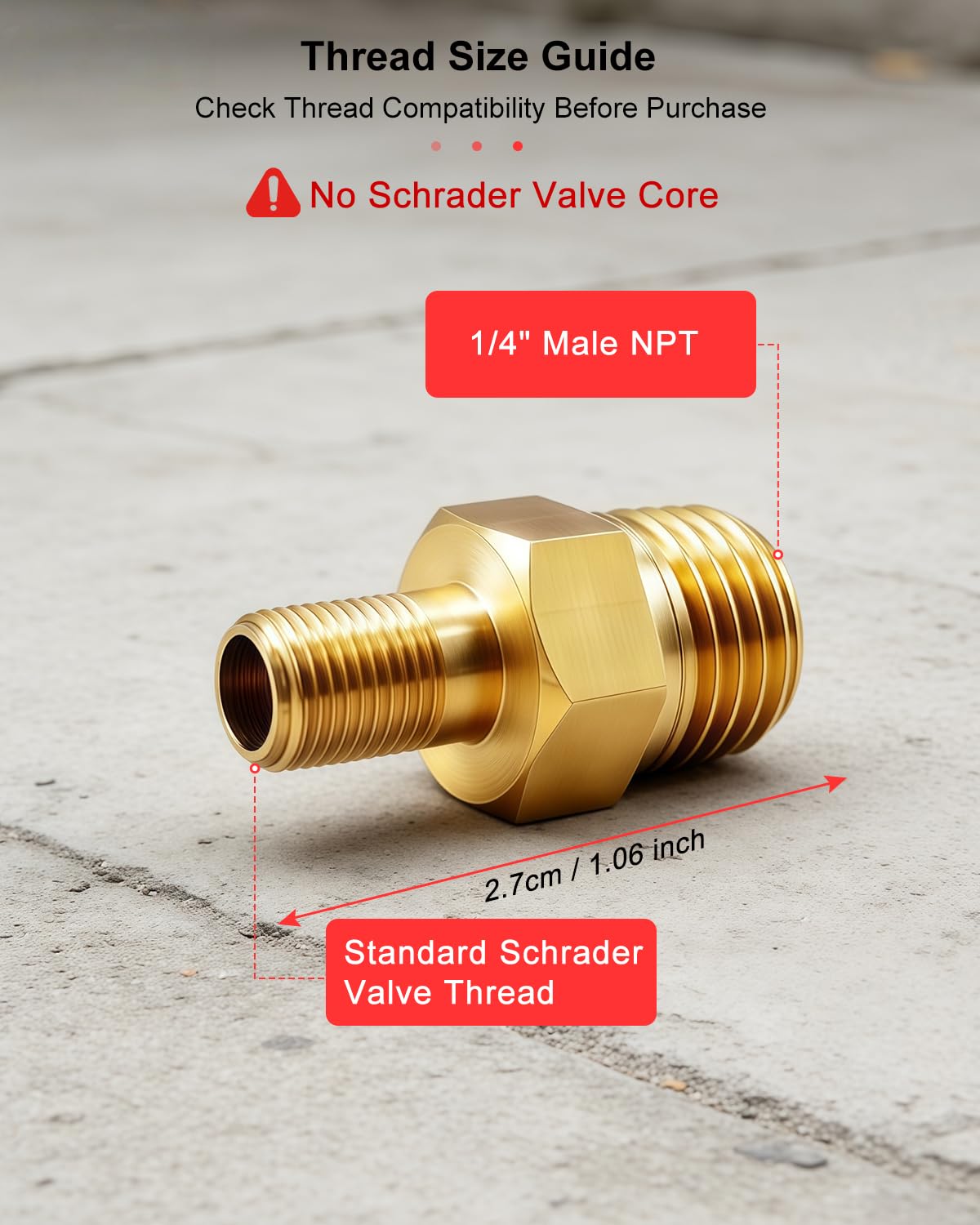 GODESON Schrader Valve Adapter 1/4" NPT 2-Pack