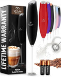 Milk Frother Handheld Electric Whisk – Frother Wand with 2 Duracell Batteries, Durable Drink Mixer, Coffee Frother