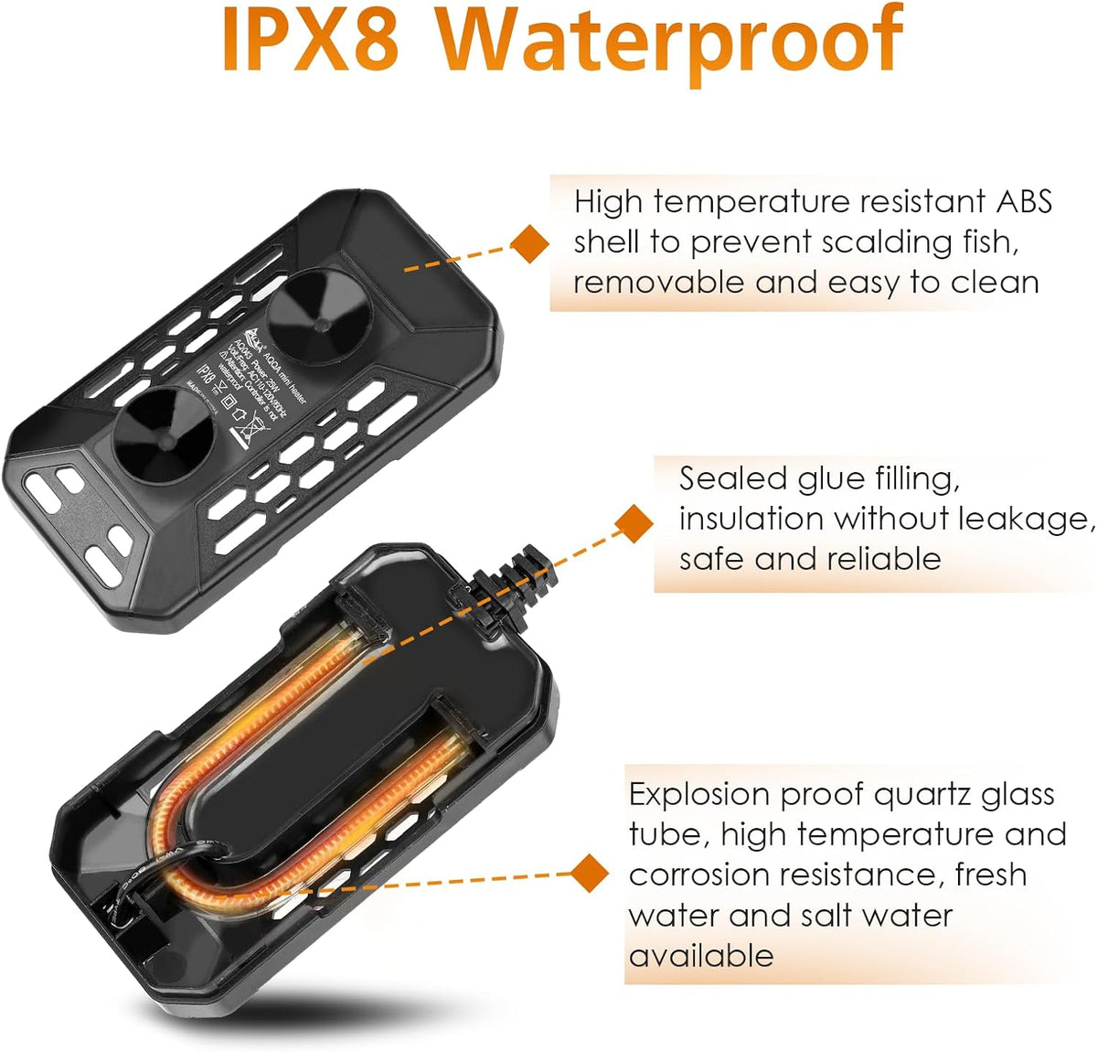 Aquarium Submersible Heater for Fish Tank,LED Temperature Display and Built-in Thermometer,External Controller