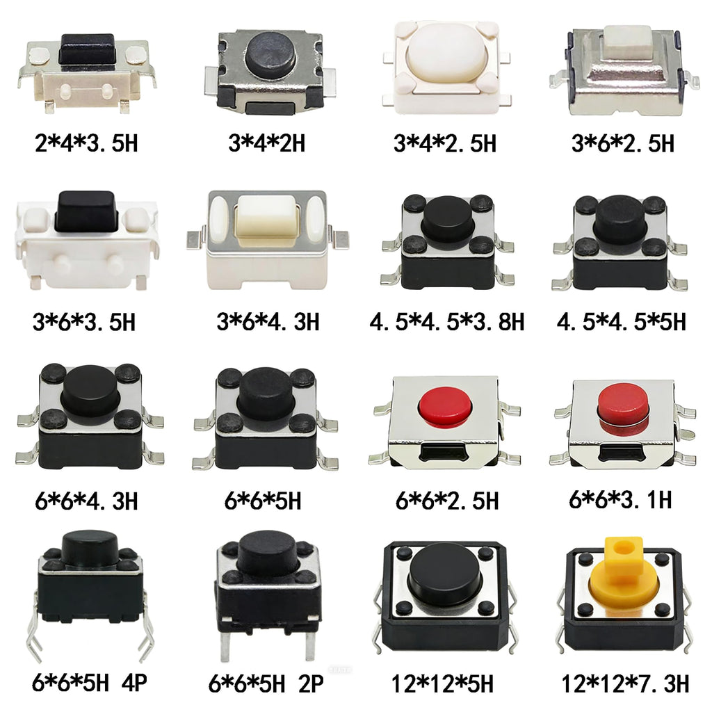 SMD/Plugin Micro Momentary Tactile Push Button Switch Tact Assortment Kit