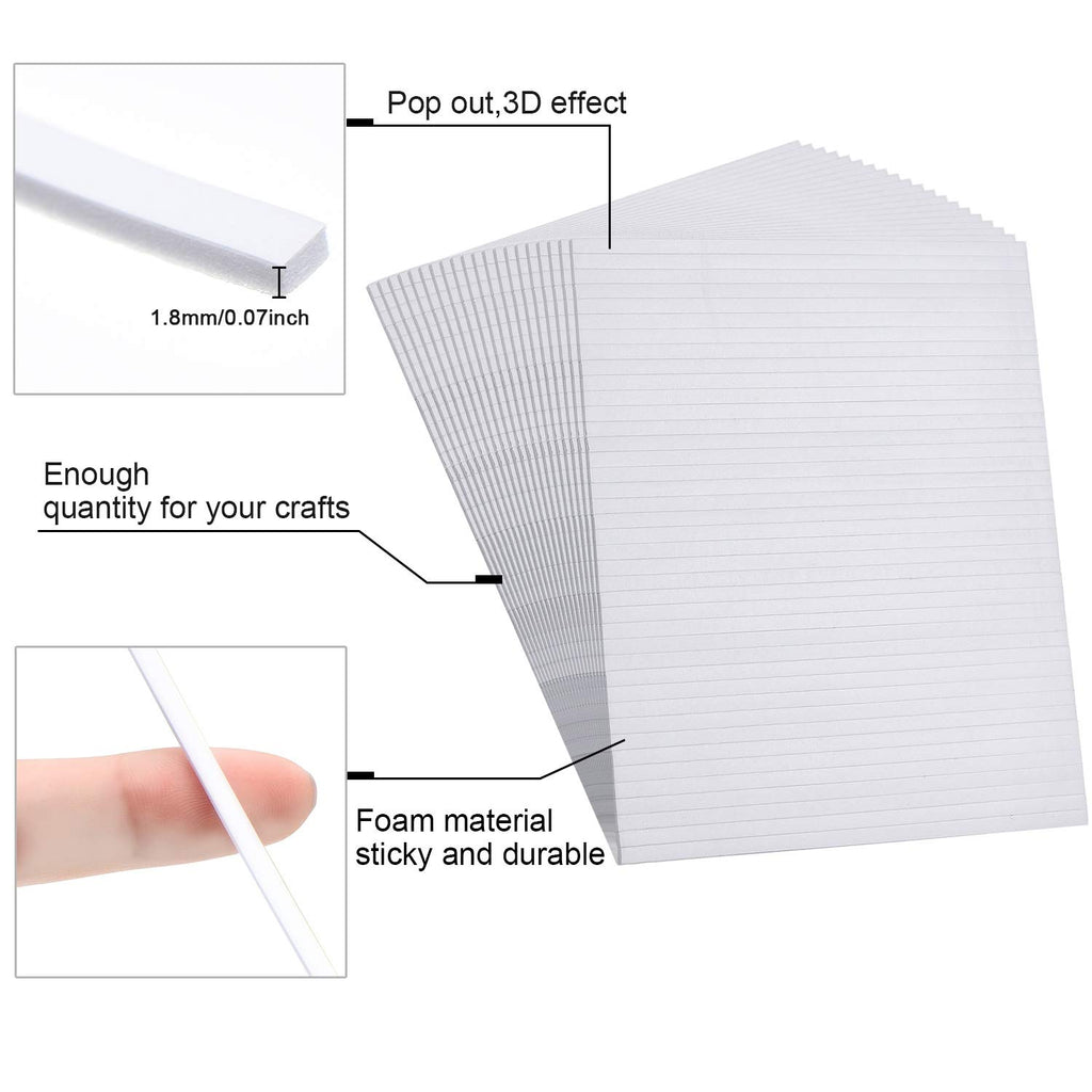1000 Pcs Foam Strips with Adhesive, Double Sided Foam Tapes, 3.9 Inch