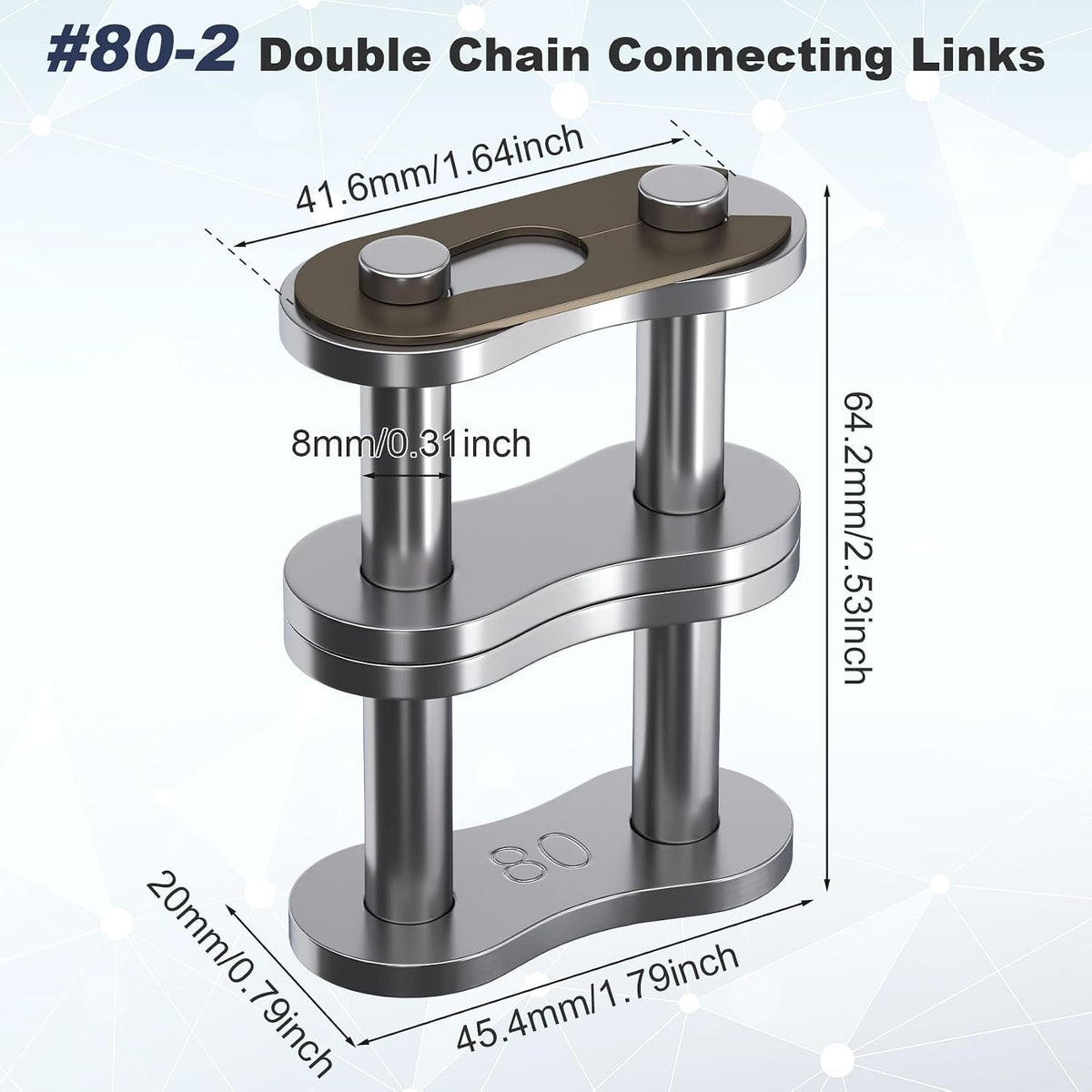 3pcs #80-2 Double Strand Roller Chain Connecting Link