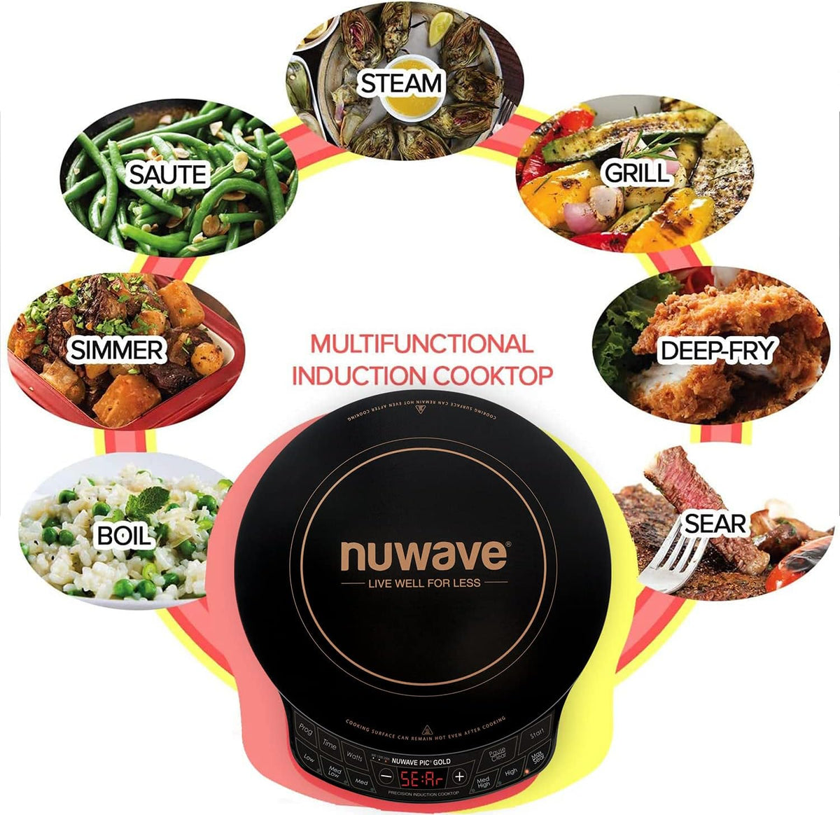 Gold Precision Induction Cooktop, Powerful w/Large 8” Heating Coil