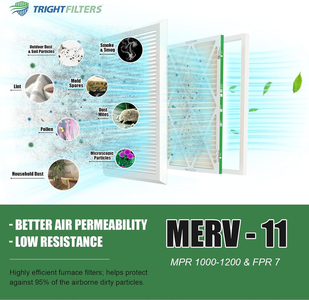 20x25x1 Air Filter 4 Pack, MERV 11 Dust & Pet Dander Defense | Electrostatic Pleated HVAC AC Furnace Filters
