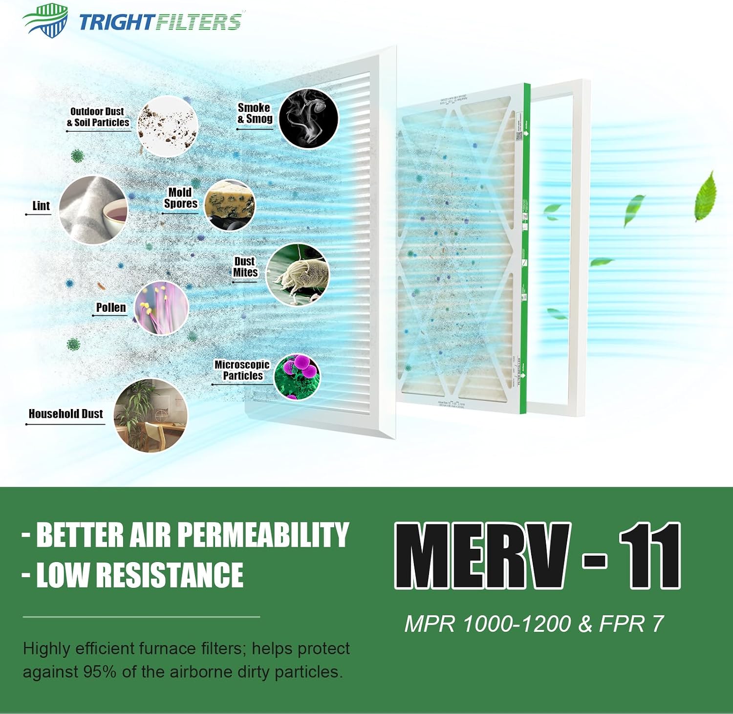 20x25x1 Air Filter 4 Pack, MERV 11 Dust & Pet Dander Defense | Electrostatic Pleated HVAC AC Furnace Filters