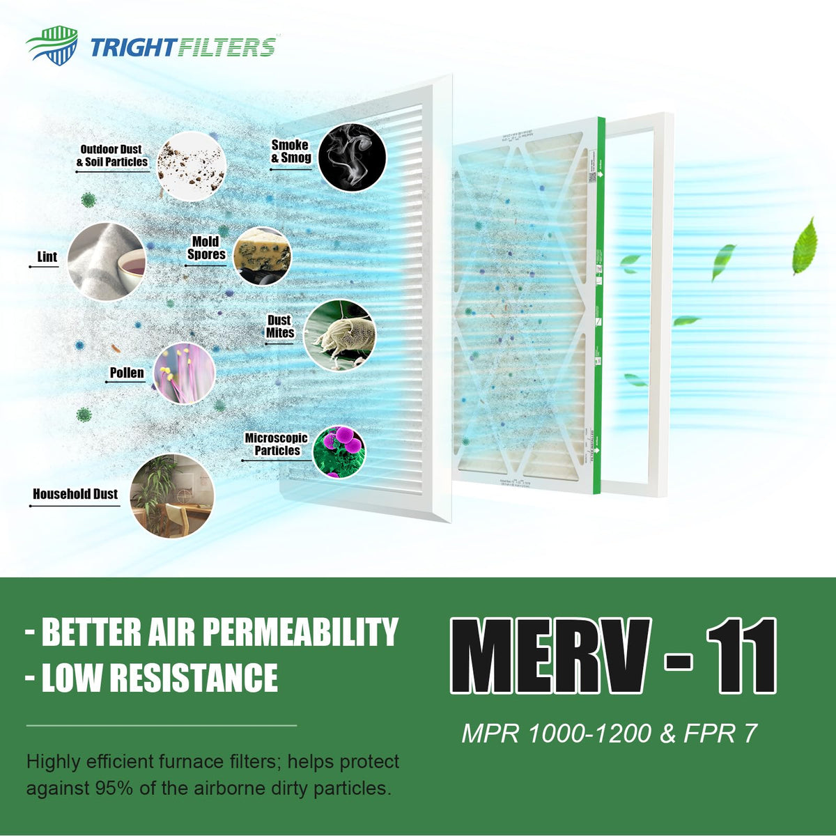 16x25x1 Air Filter 4 Pack, MERV 11 Dust & Pet Dander Defense