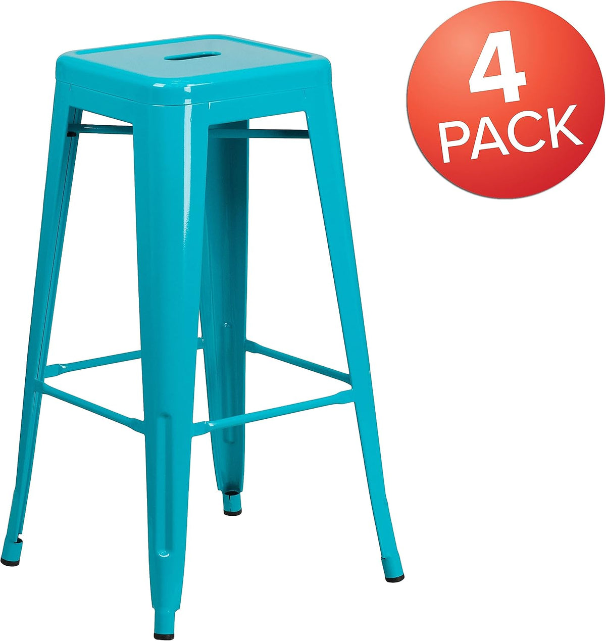 30 in Indoor/Outdoor Backless Barstool, Blue, 4-Pack
