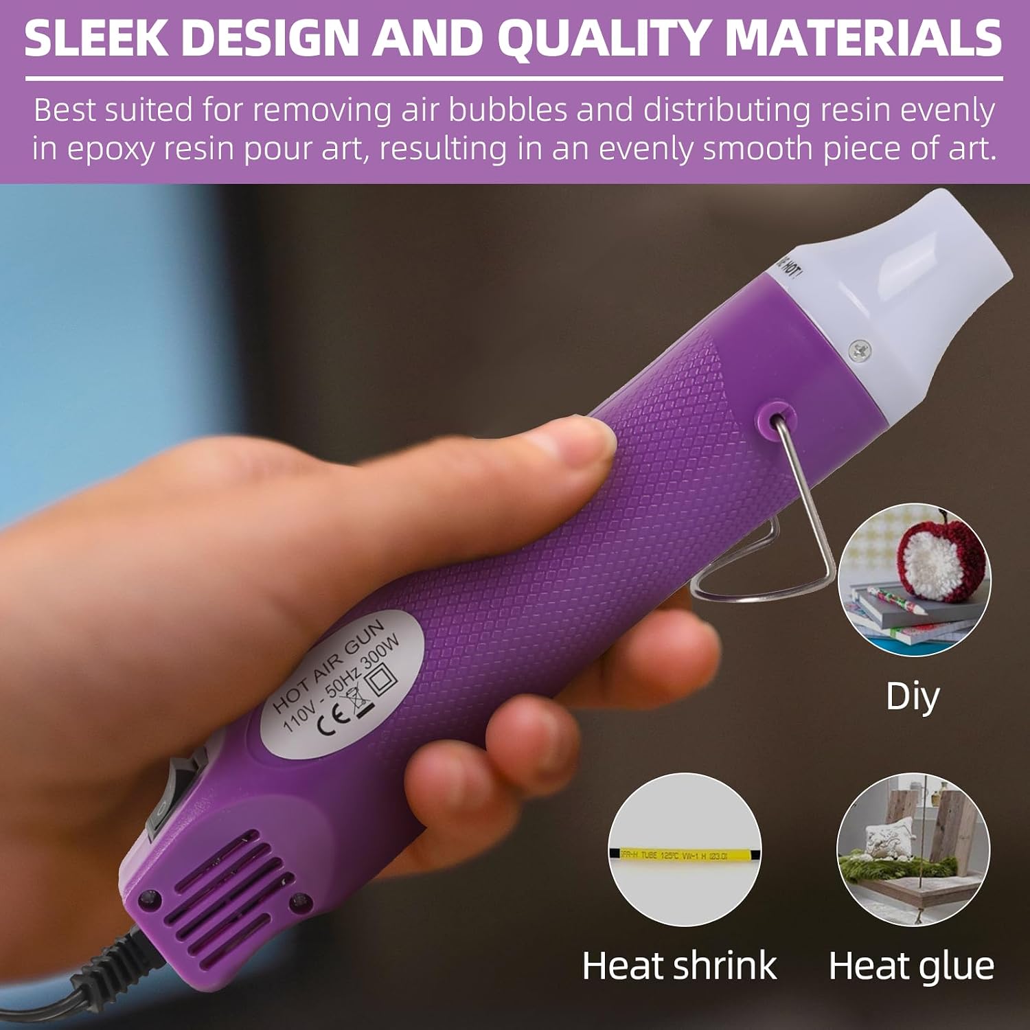 Bubble Removing Tool for Epoxy Resin and Acrylic Art, DIY Glitter Tumblers, Specially-Designed Heat Gun for Making