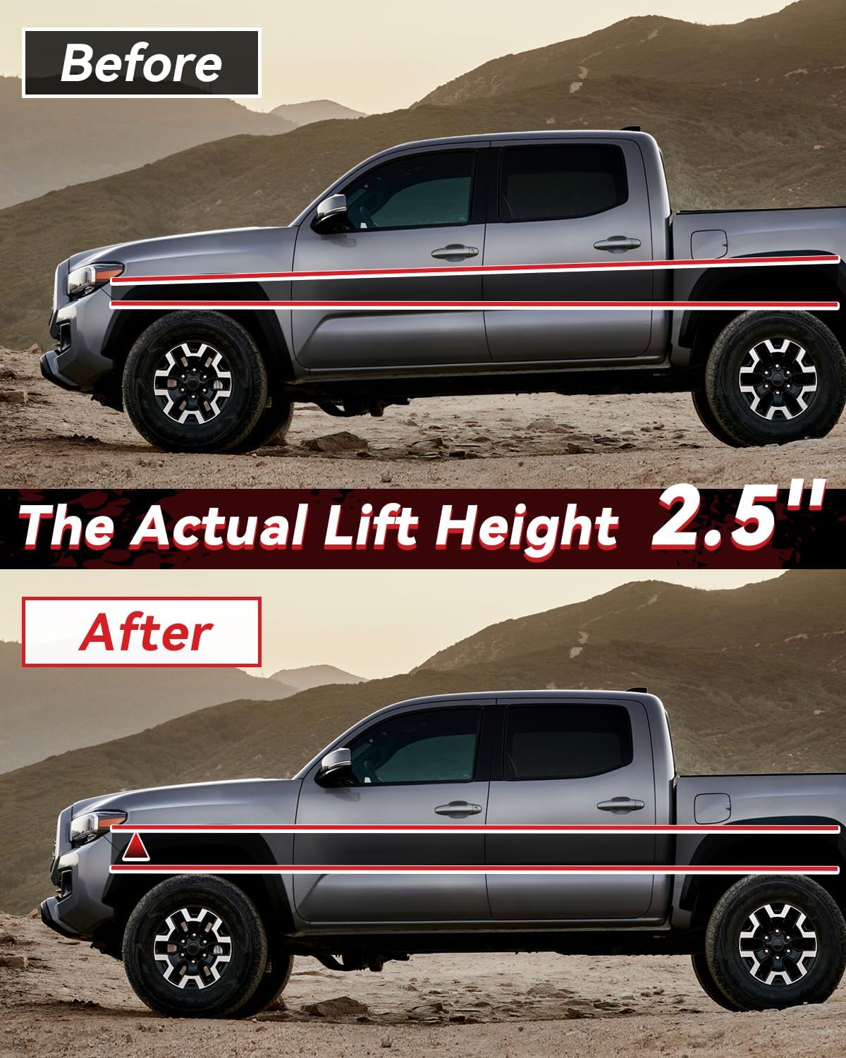 PROEZE 2.5" Leveling Lift Kits for 2005-2023 Tacoma 2WD 4WD, 2003-2023 4Runner 2WD 4WD and 07-15 FJ Cruiser 2WD 4WD, 2.5 inch Forged Front Strut Spacers Leveling Kits
