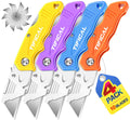 4Pack Box Cutter Retractable, Folding Utility Knife with 10 Blades