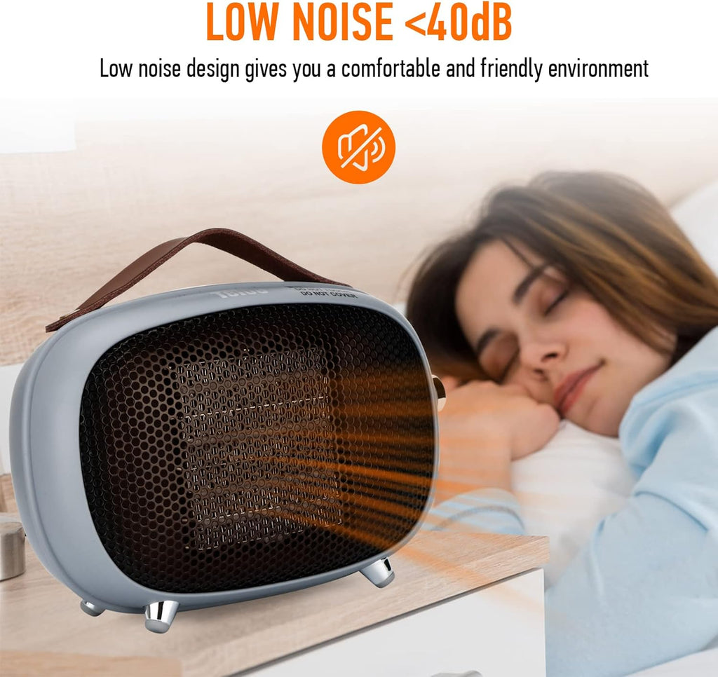 Space Heater, Teioe Mini Electric Space Heater 800W/400W, Small PTC Ceramic Heater with Tip-Over and Overheat