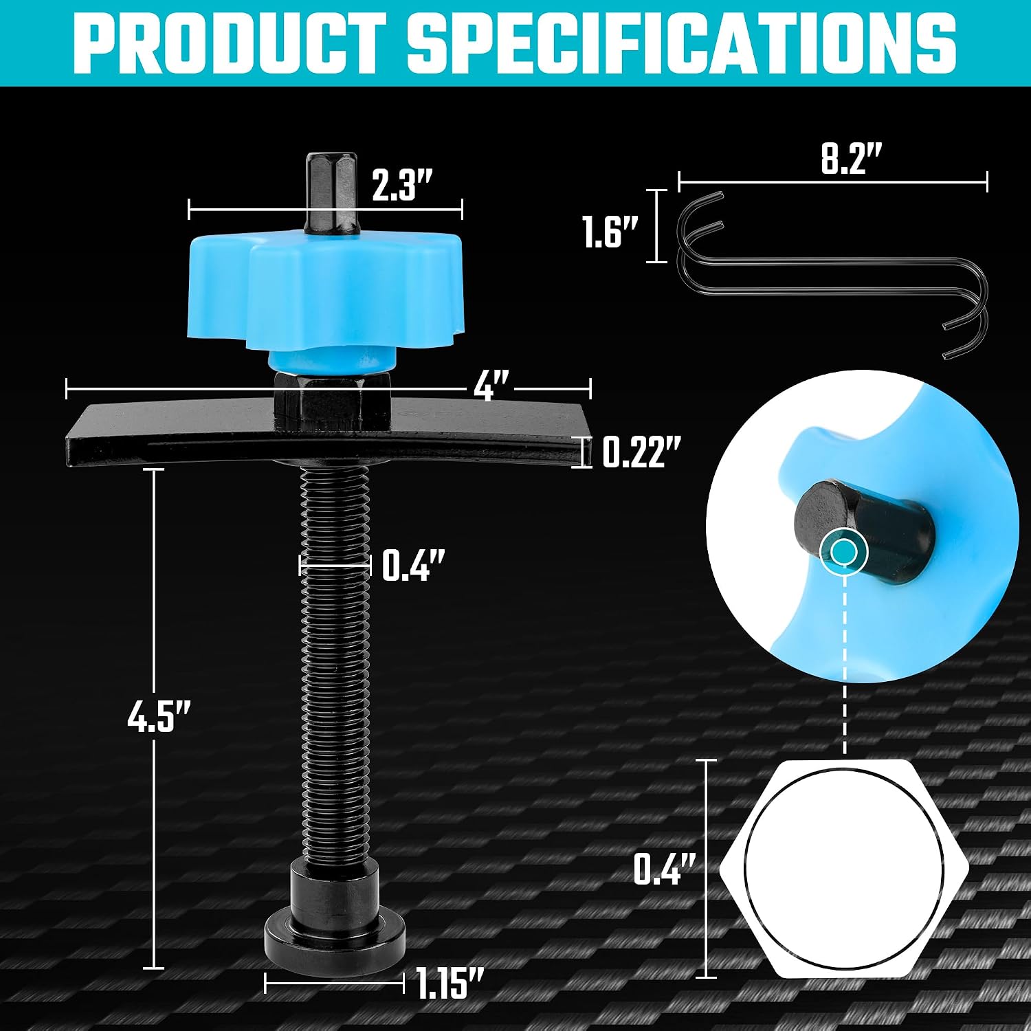 Caliper Piston Compressor Tool with 2PCS Brake Caliper Hangers