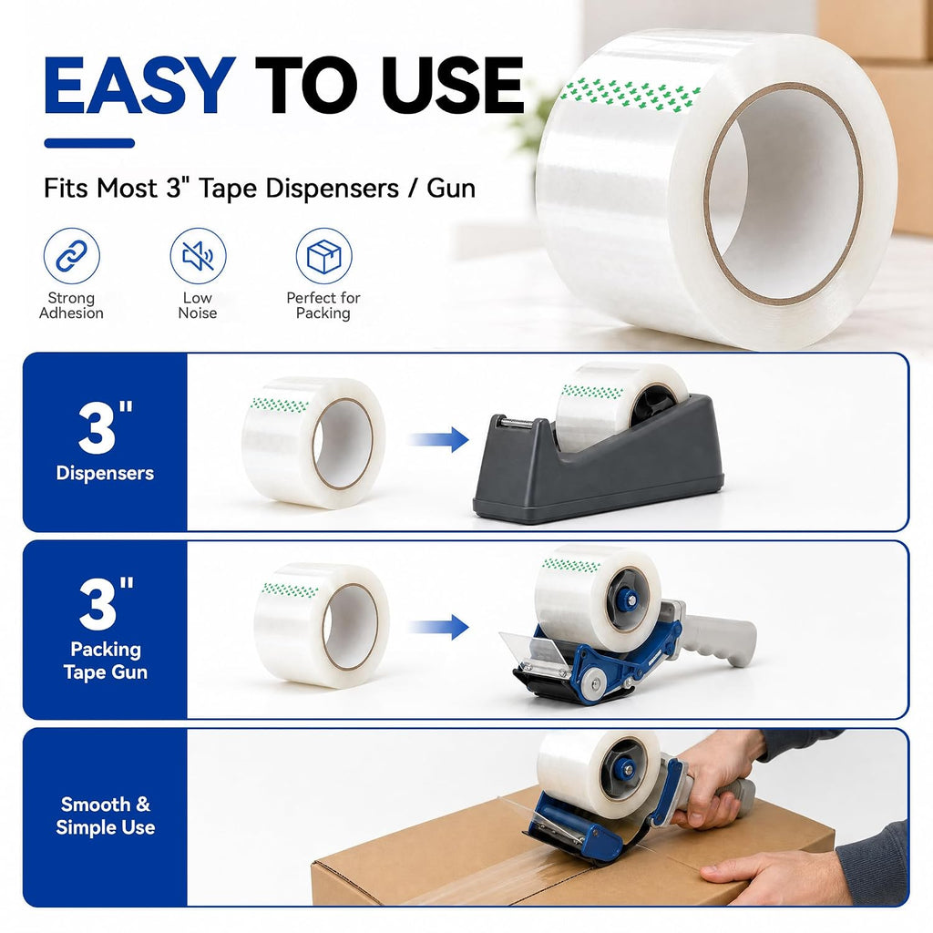 Heavy Duty Packing Tape 6 Rolls, 3 Inch Wide 2.0 Mil 110 Yards
