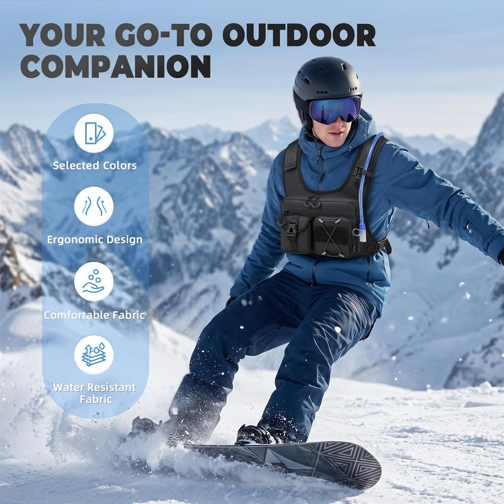 USA Patent Running Hydration Vest Backpack, Lightweight Chest Pack with 2.0L Water Bladder Bag Daypack for Hiking