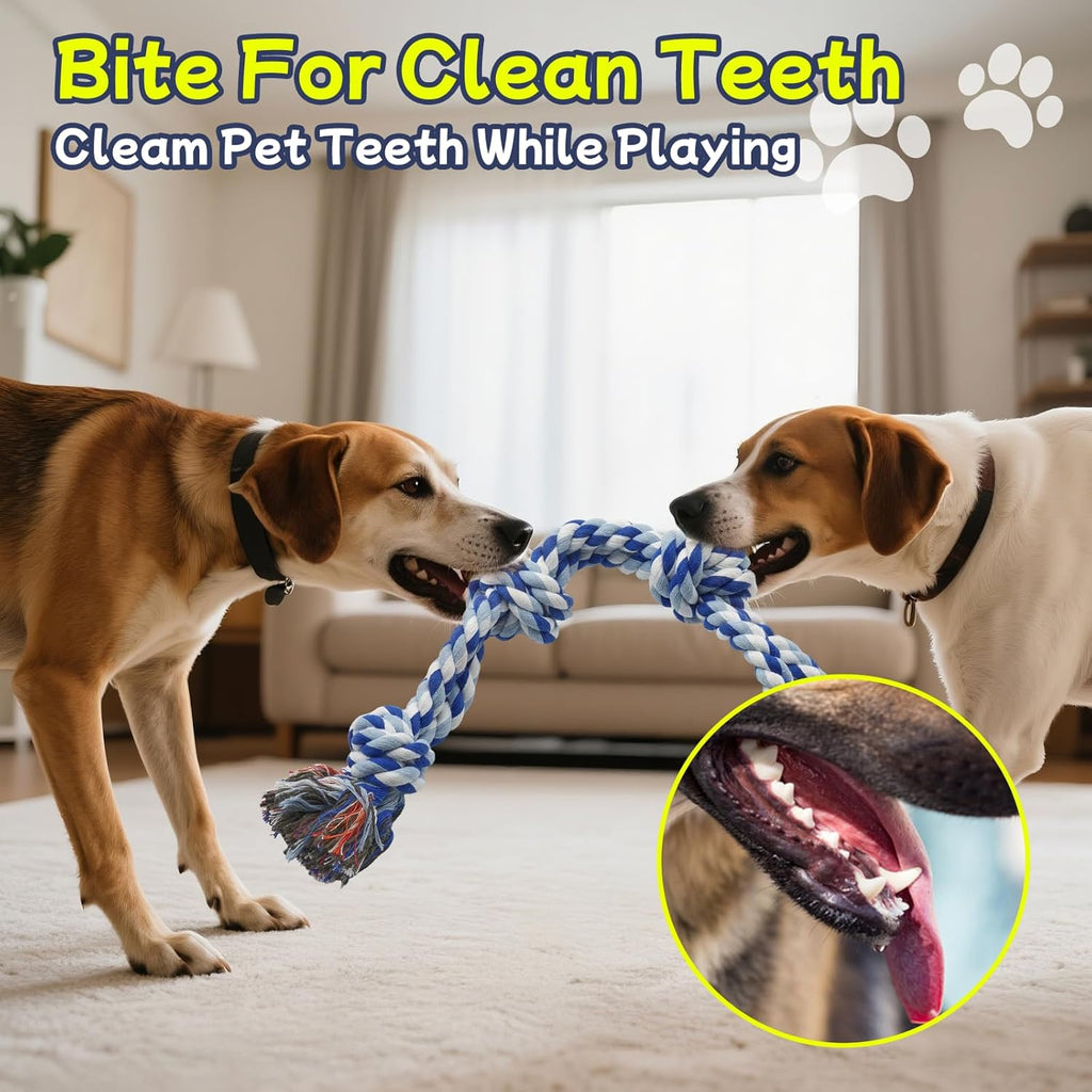 [4 Pack] Dog Rope Toys for Aggressive Chewers, Nearly Indestructible Tug of War Toys for Large & Medium Dogs, 100%