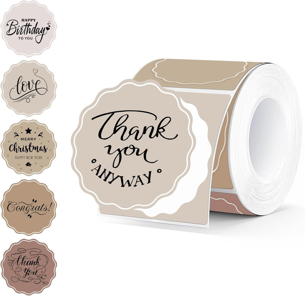 2 Inch Round Thermal Labels,Beige Gradient Flower Thermal Sticker Labels for Small Business, Logo Design, Baking,500