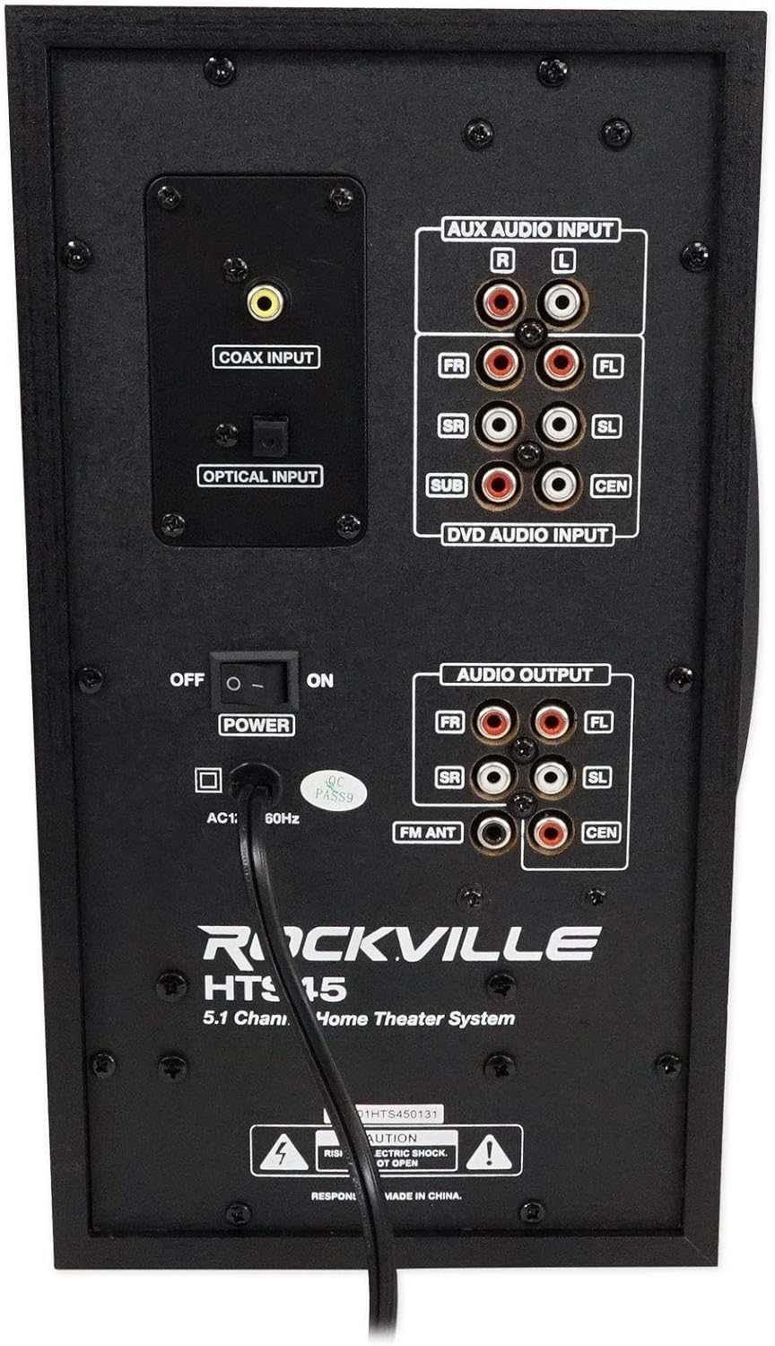 HTS45 5.1 Channel Bluetooth Home Theater Audio System | Subwoofer Included, USB/SD Playback, 2 Mic Inputs with Echo