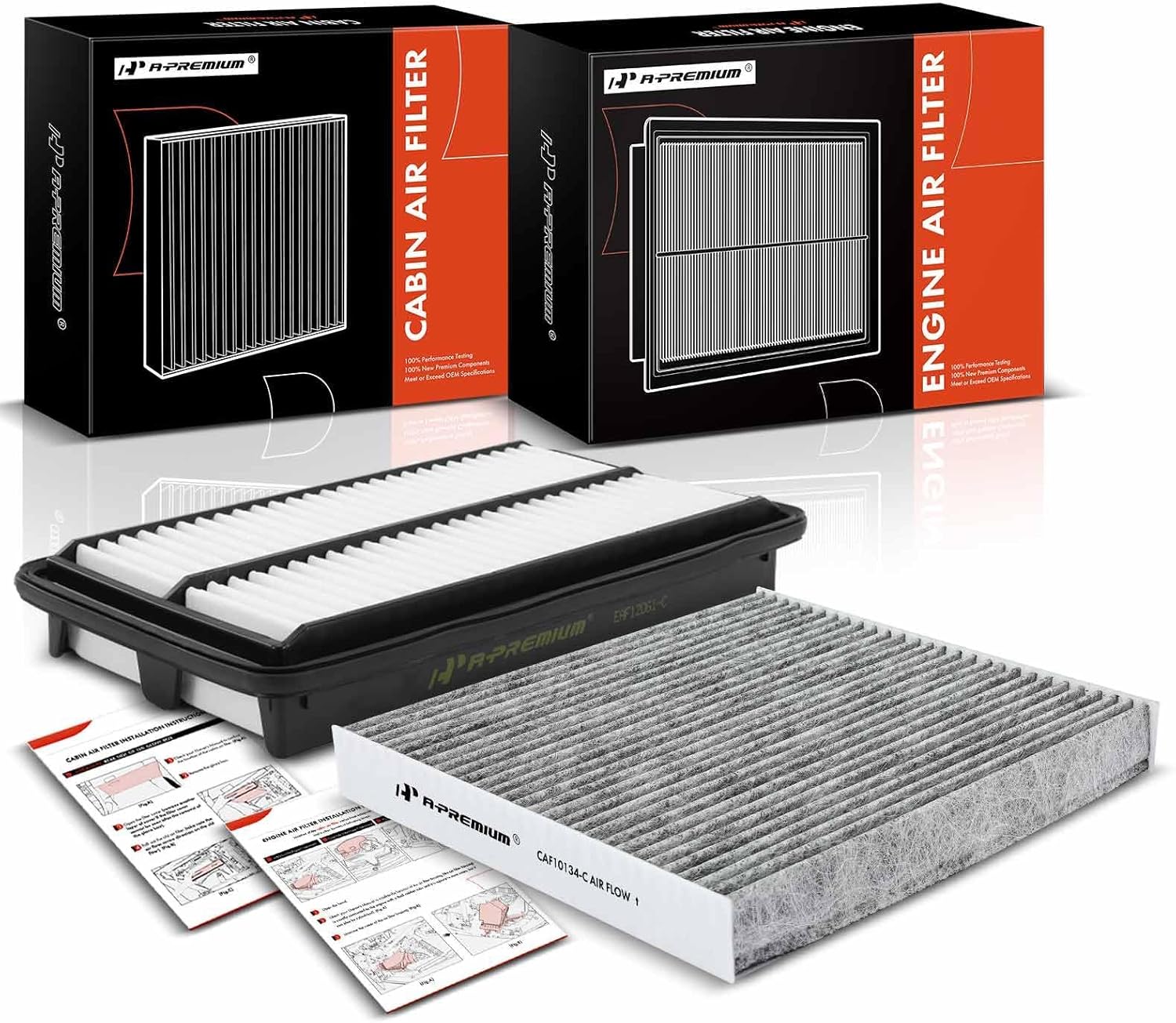 2-PC Engine & Cabin Air Filter with Activated Carbon Compatible with Honda Pilot 2016-2022, Passport 2019-2022