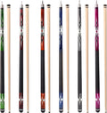 GSE 58" 2-Piece Canadian Maple Hardwood Billiard Cue Sticks, 18/19/20/21oz | Several Colors, 12mm Leather Tip, Quick