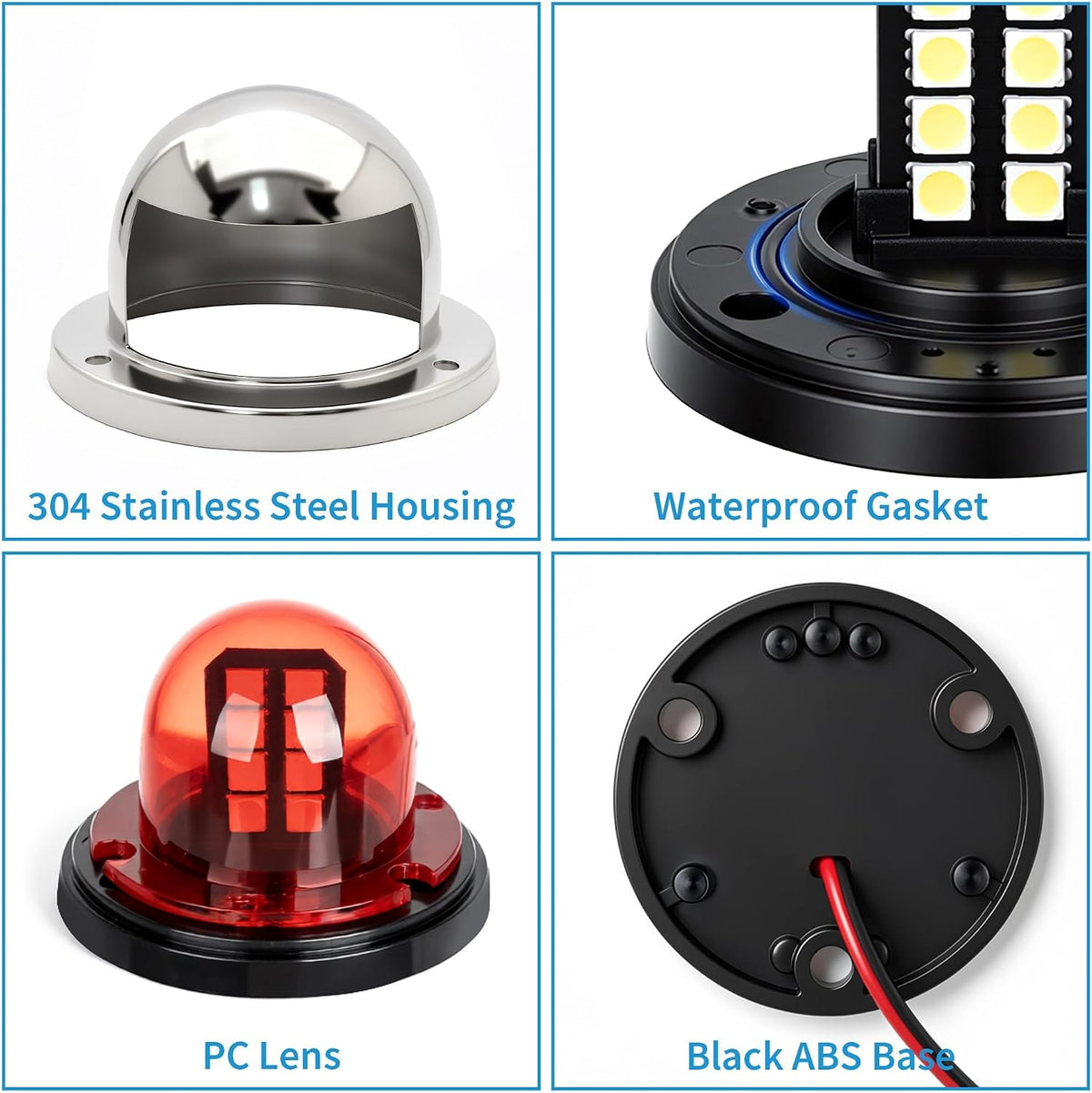 Obcursco Boat Navigation Lights, LED Red and Green Deck Mount Light