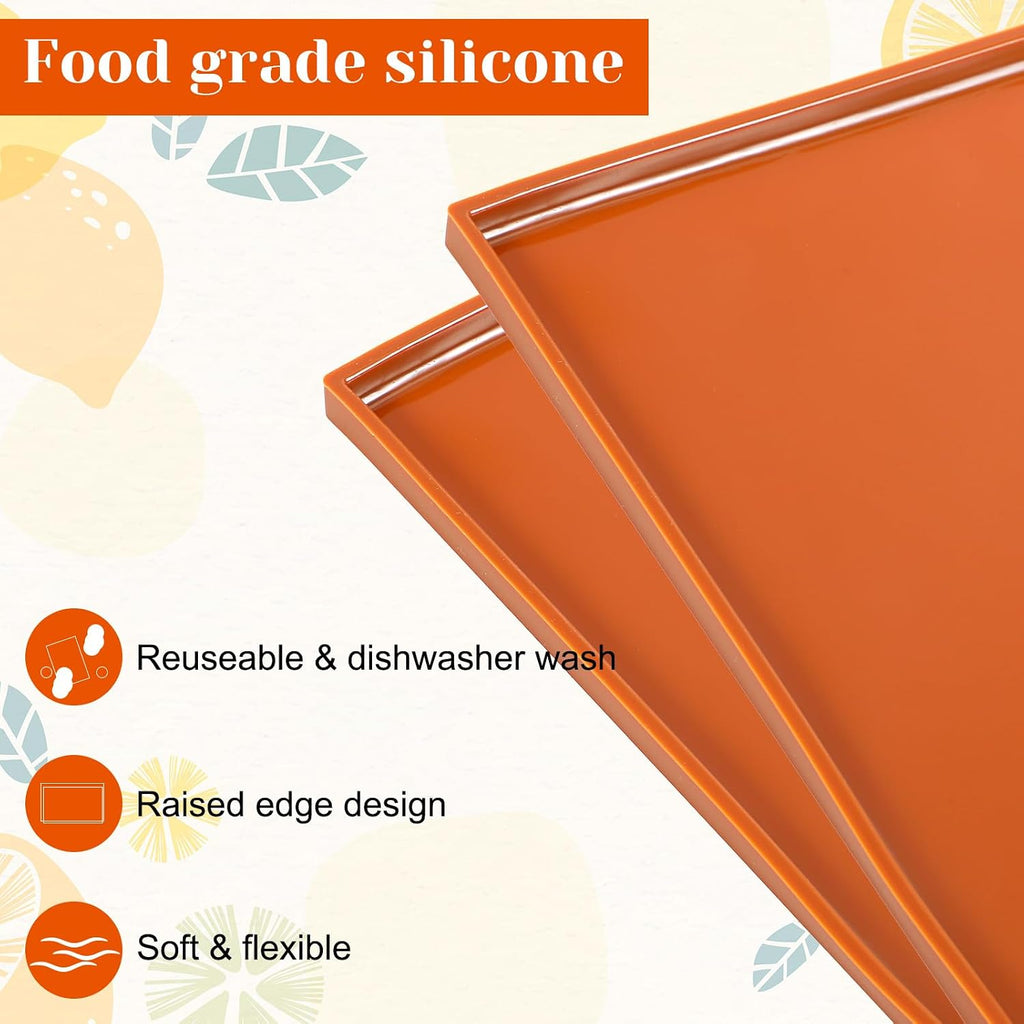 6 PCS Dehydrator Trays with Scraper - Nonstick Silicone Dehydrator Mats, High Temperature Resistant Reusable for