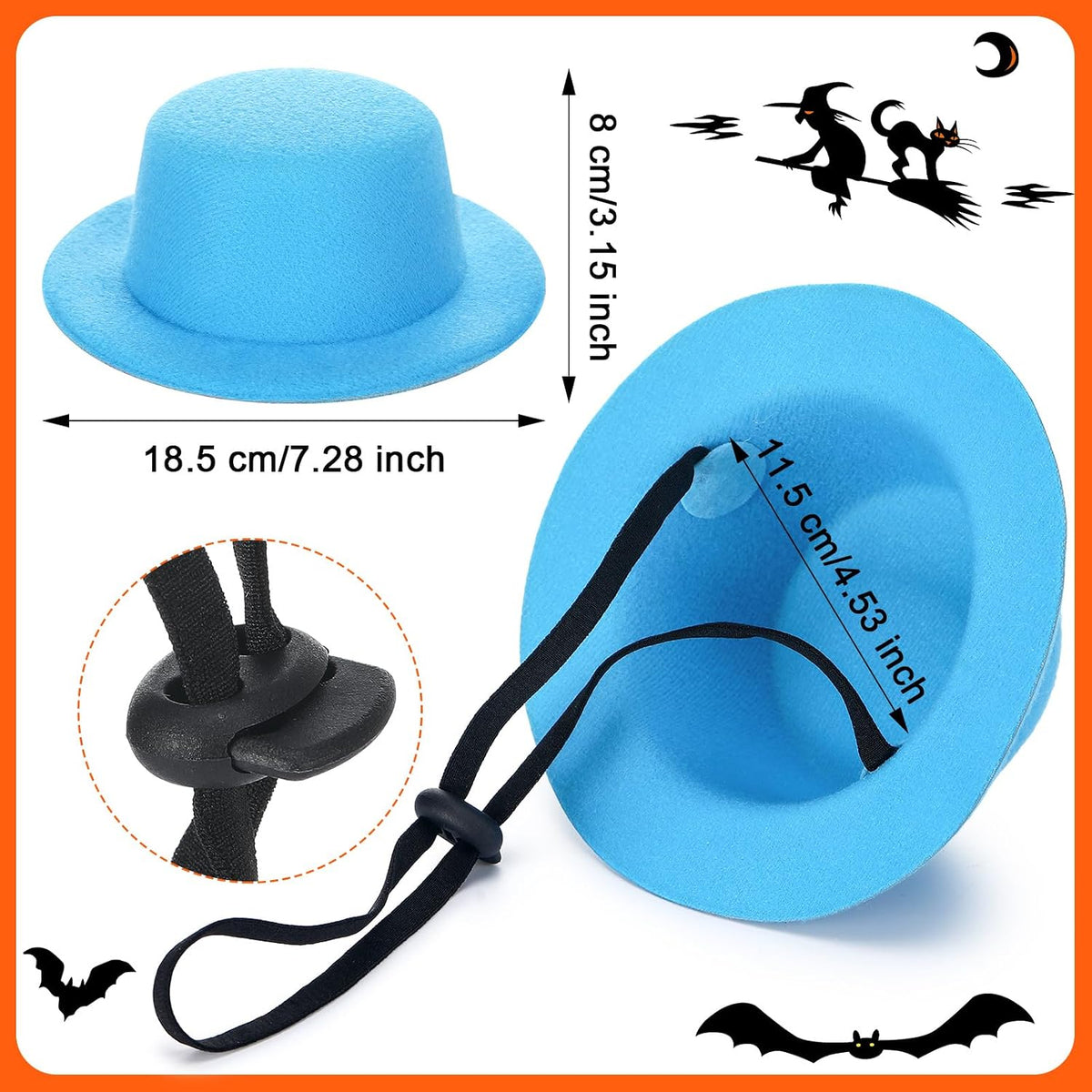 4 Pcs Halloween Dog Costume Blue and Orange Top Hat Accessories