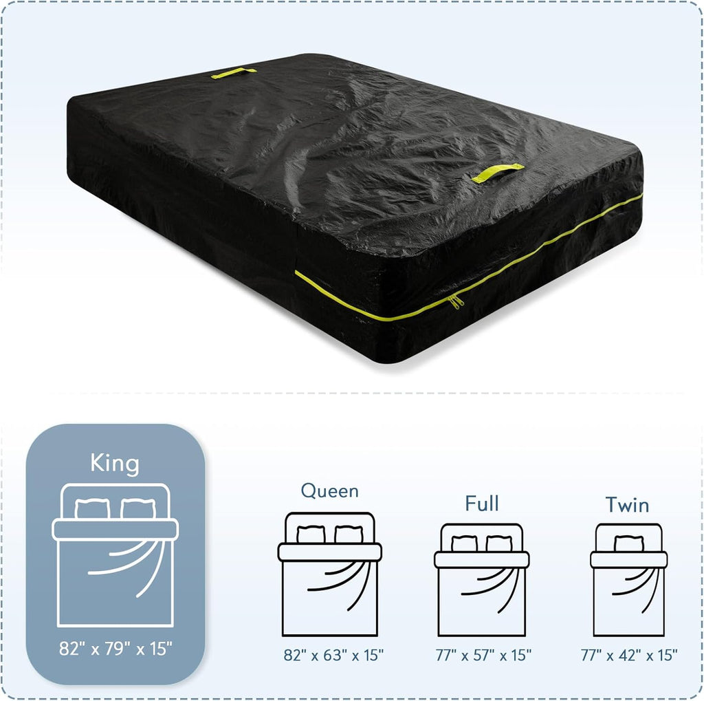 King Mattress Bags for Moving and Storage Waterproof Black