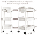 Heavy-Duty Rolling Cart 3 Tier Metal Utility Storage Cart