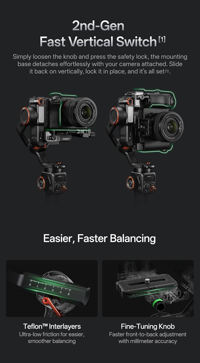 iSteady MT3 Gimbal Stabilizer for Camera, 4 in 1 3-Axis Gimbal for Mirrorless/Compact Camera/Action