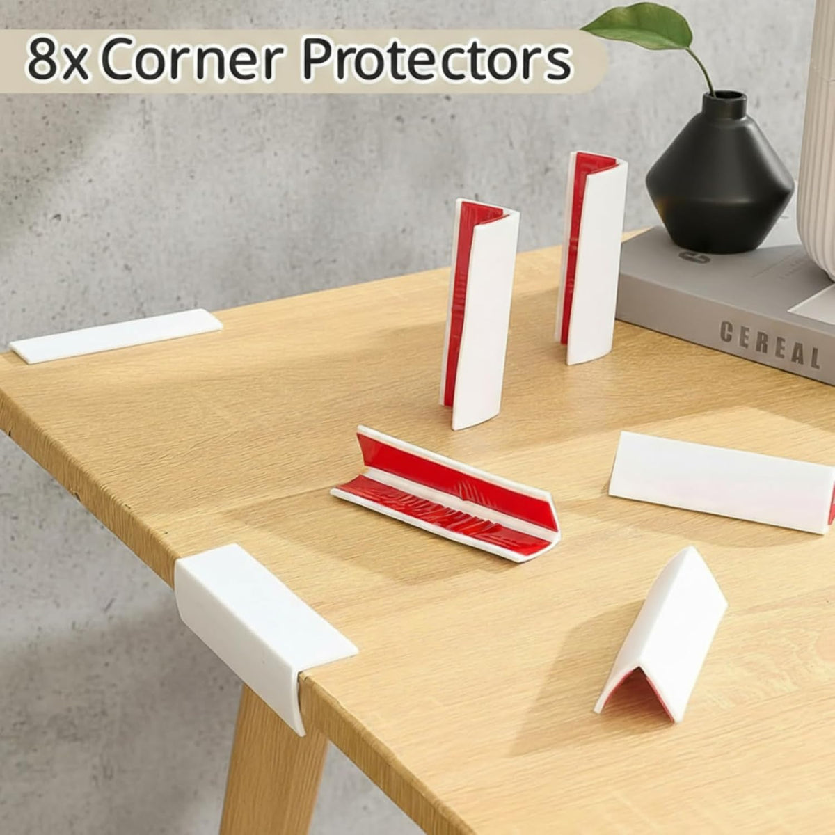 Baseboard Corner Protectors Self Adhesive, White, 8 Pcs