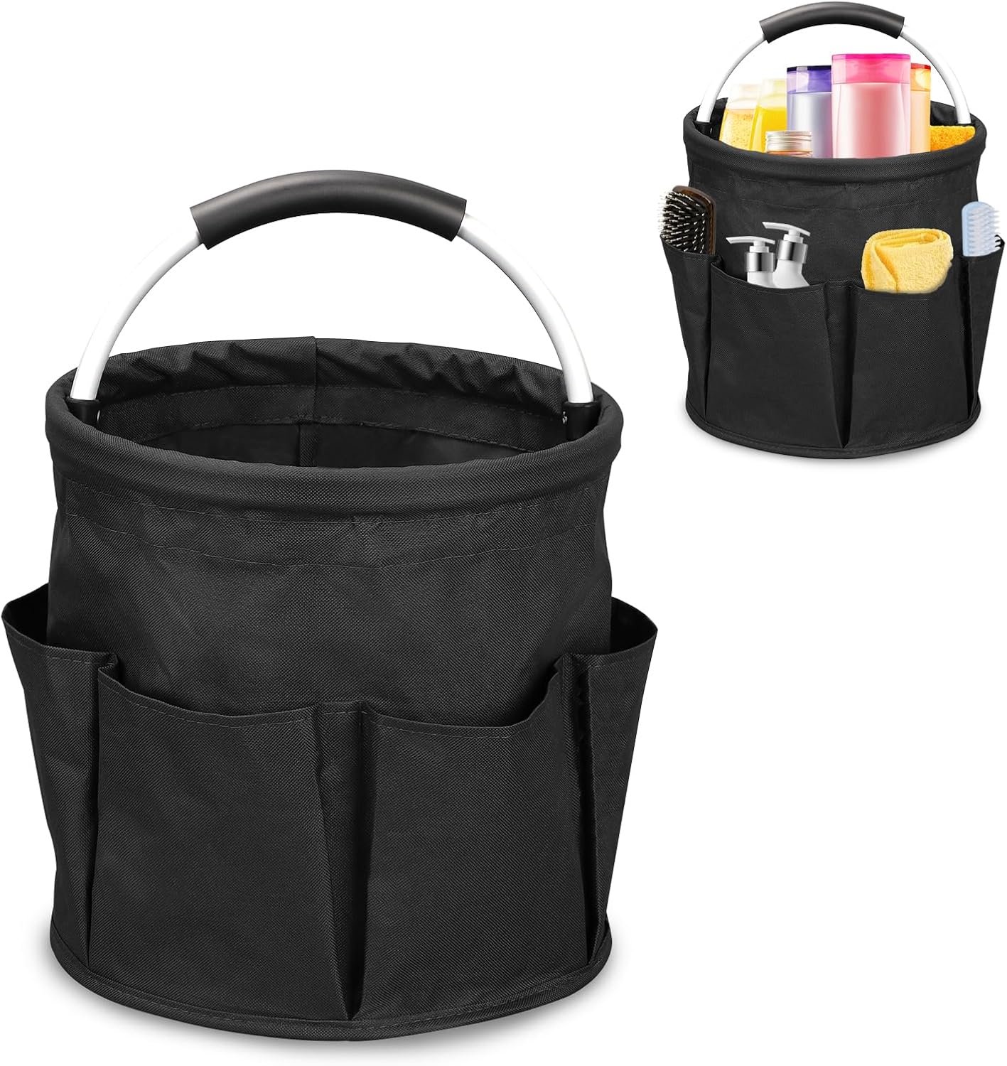 17L Portable Cleaning Bucket Organiser, 6 Pockets Foldable Cleaning Caddy with Handle Wearable Cleaning Caddy Bag for
