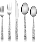 60-Piece Silverware Set, Hammered Stainless Steel Square Flatware Cutlery Set for 12, Tableware Set Eating Utensils