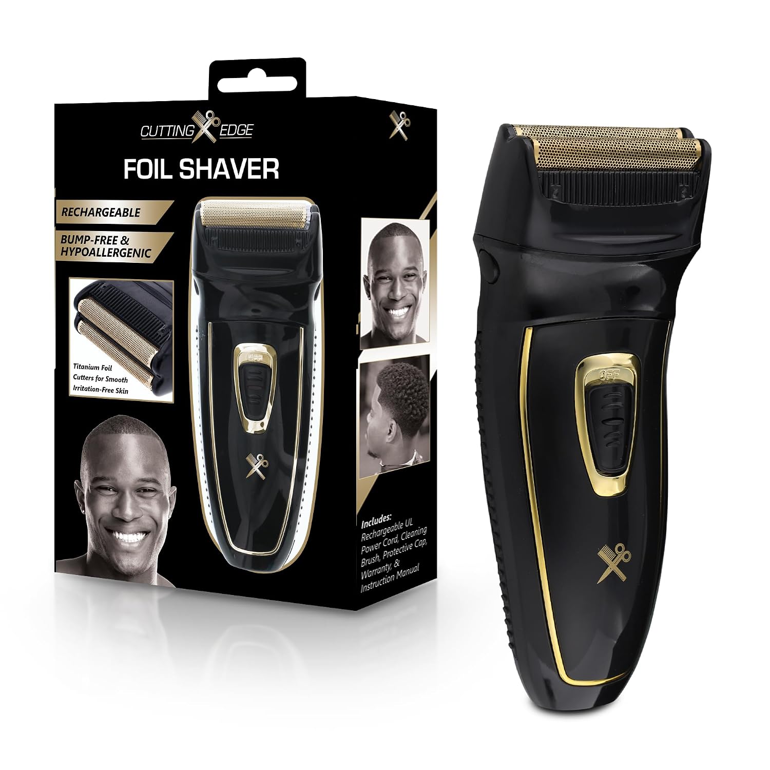 Foil Shaver for Men, Hypoallergenic Electric Razor with Titanium Foil Cutters, Rechargeable Face Shaver with Pop-Up