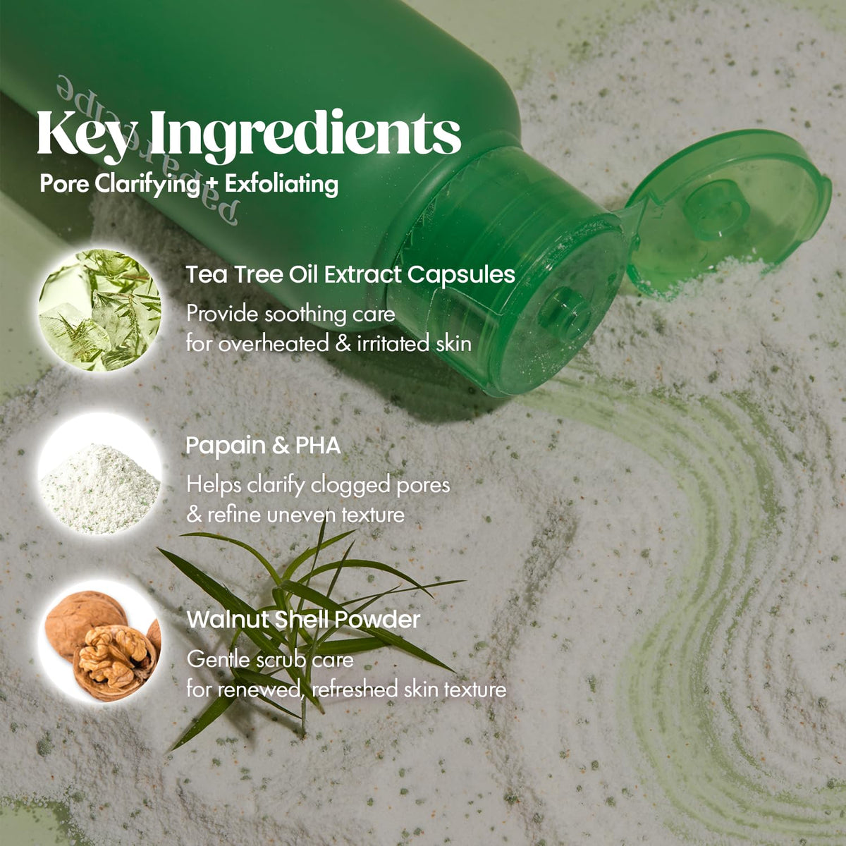 Tea Tree Enzyme Powder Cleanser, Oil Control, Soothing, 1.7oz