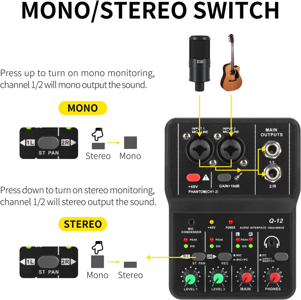USB Audio Interface for PC,Interface for Recording Music Computer Recording Audio Interface XLR with 3.55m Microphone