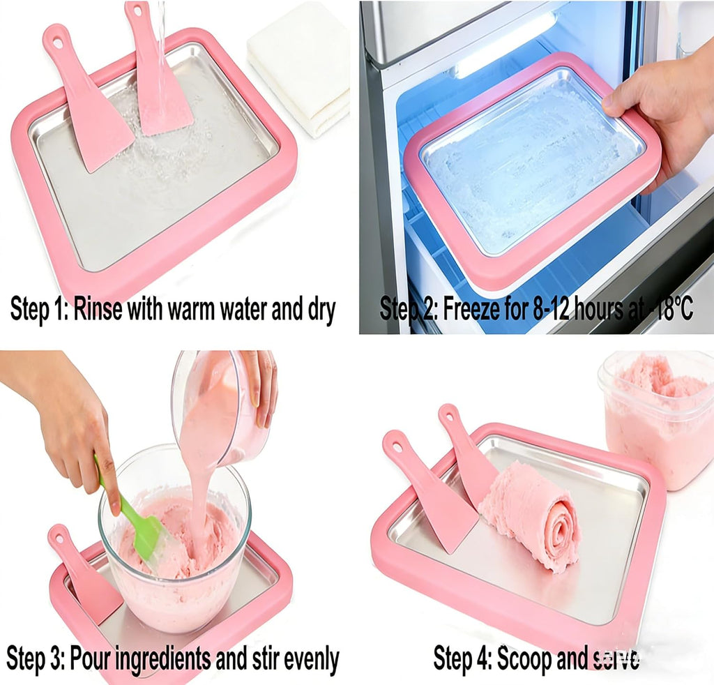 Rolled Ice Cream Maker,Instant Ice Cream Maker,Instant Gelato Pan/Roll,Food Grade SUS304 Stainless Steel Cool Plate