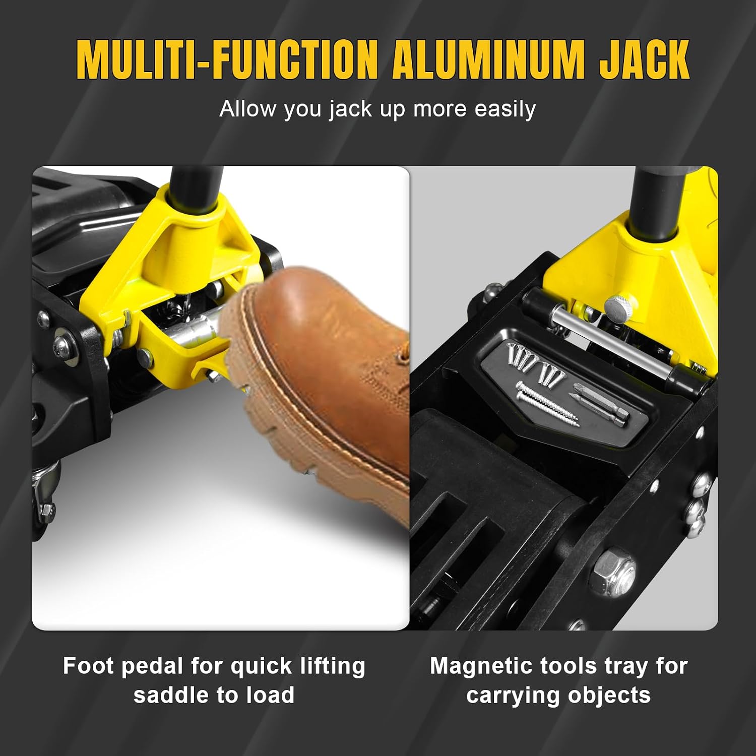 3 Ton Aluminum Floor Jack, Low Profile 3-3/4 to 18-9/10''