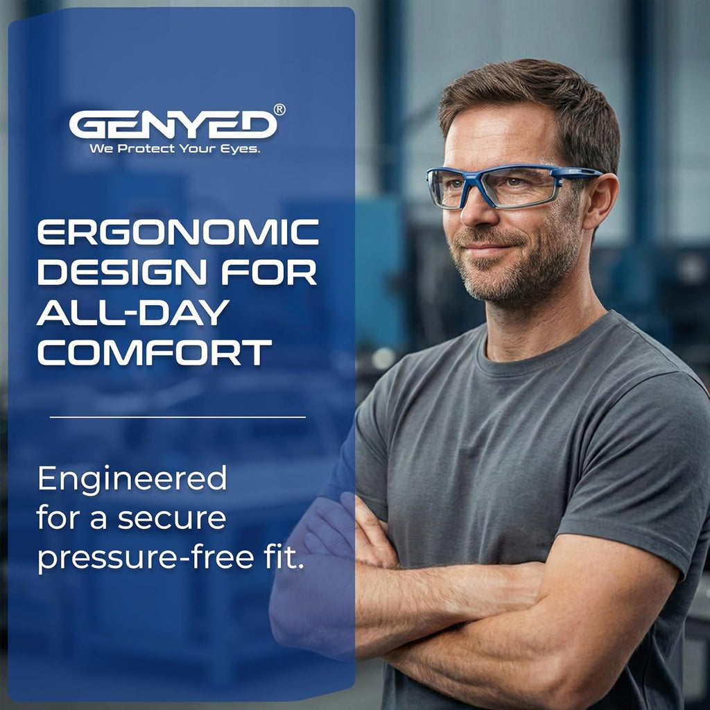 Safety Glasses ANSI Z87+ with Removable Foam Gasket, Clear Lens, Anti-Fog, Scratch-Resistant, UV400 Wraparound