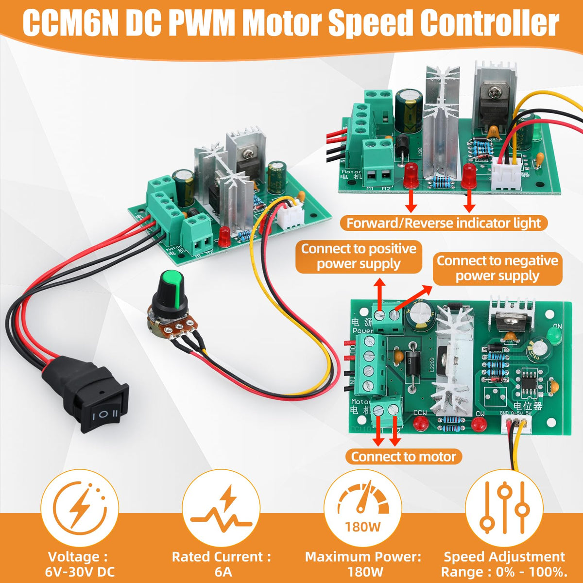Copkim 12V DC Geared Motor Kit, 600rpm