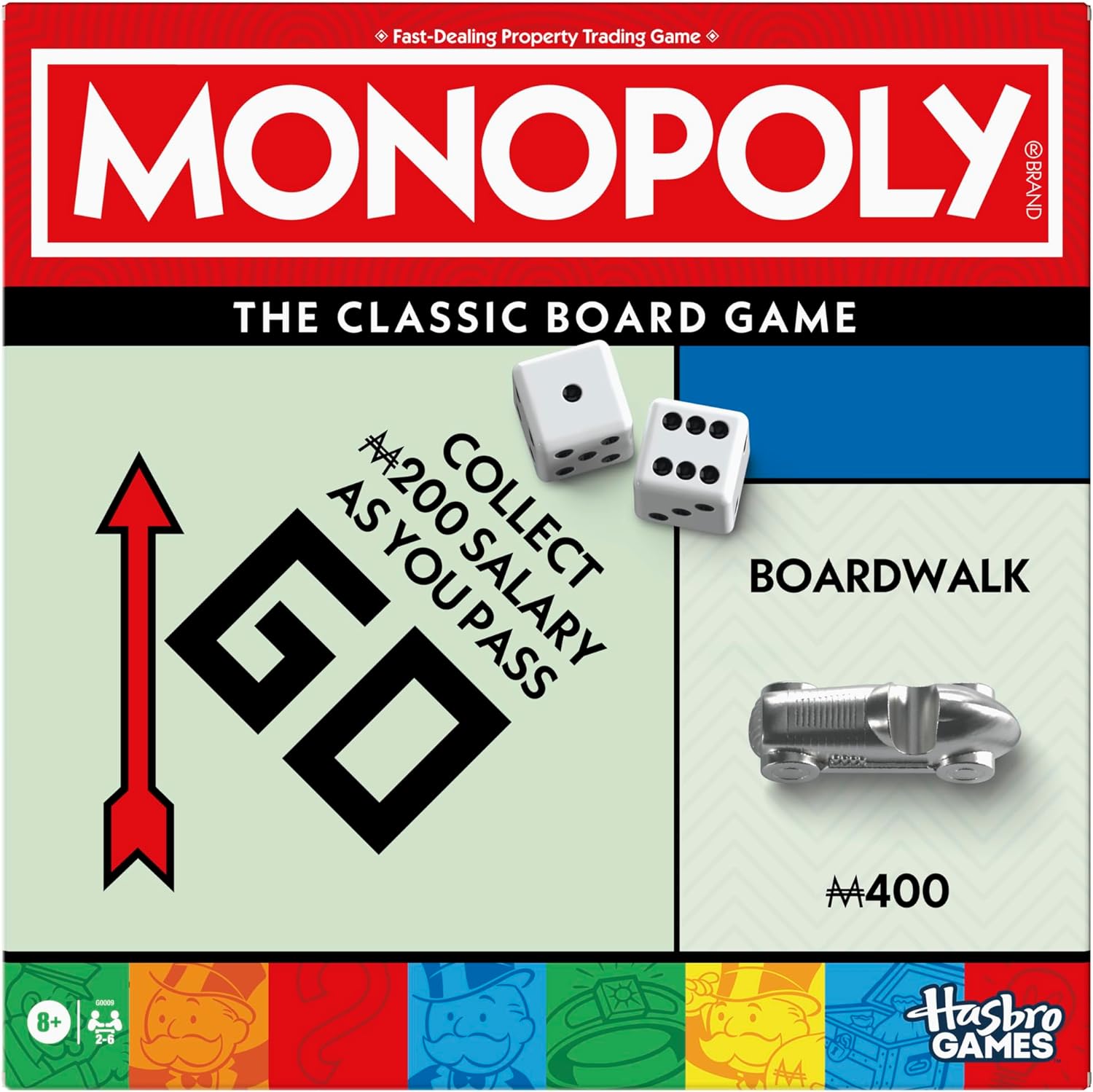 Board Game | Classic Game with Storage Tray and Larger Tokens | Ages 8+ | 2 to 6 Players | Family Games for Kids and
