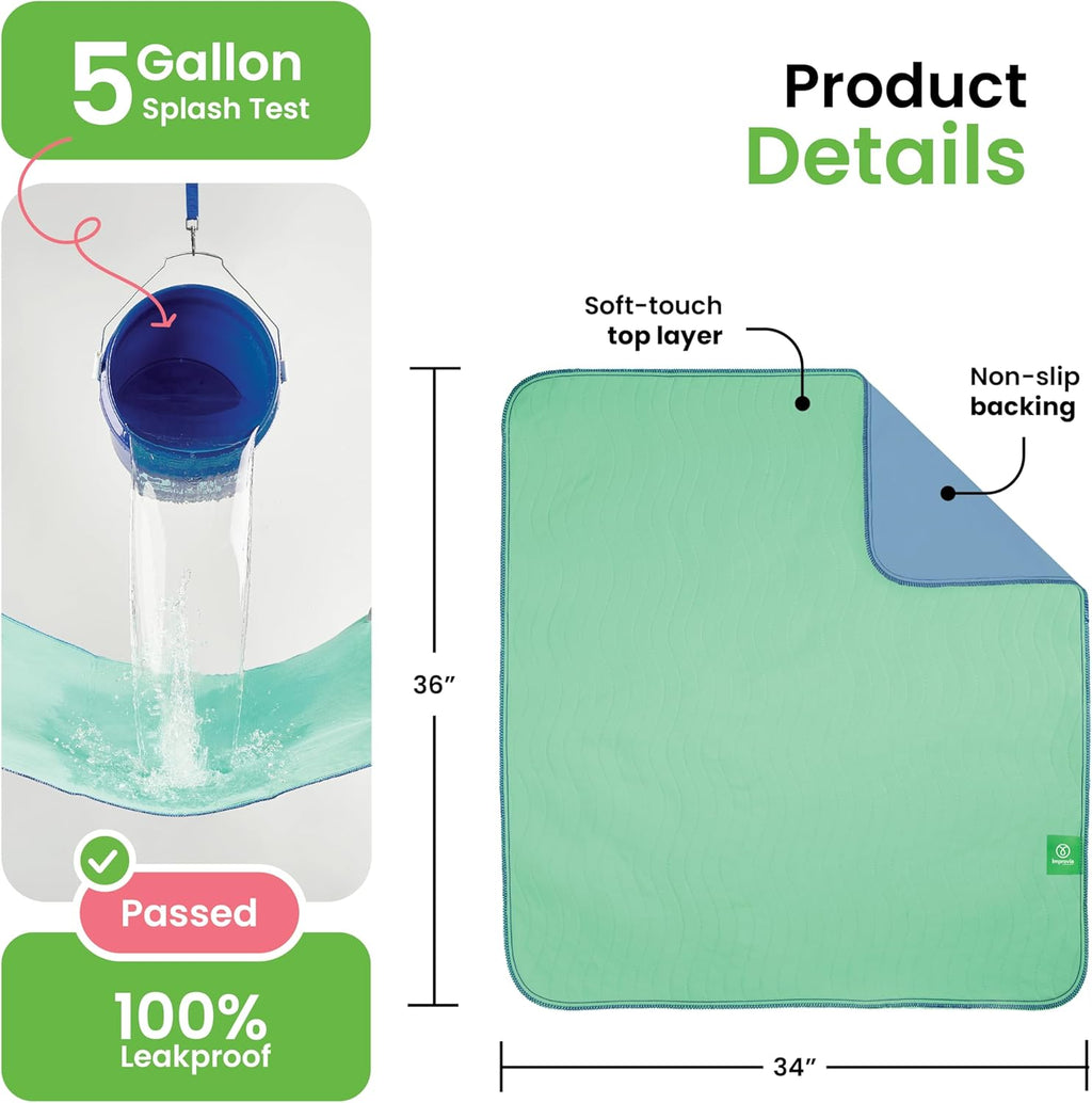 Washable Underpads, Heavy Absorbency Reusable Incontinence Pads