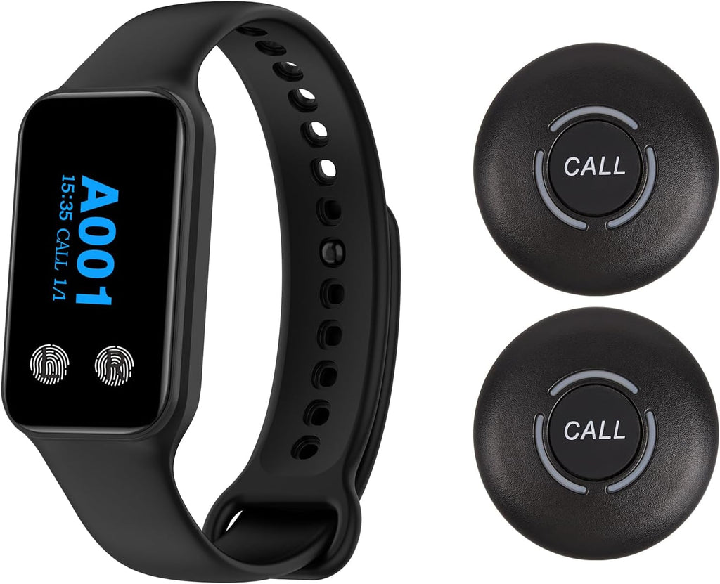 Wireless Restaurant Pager Watch 1 Receiver 2 Call Buttons