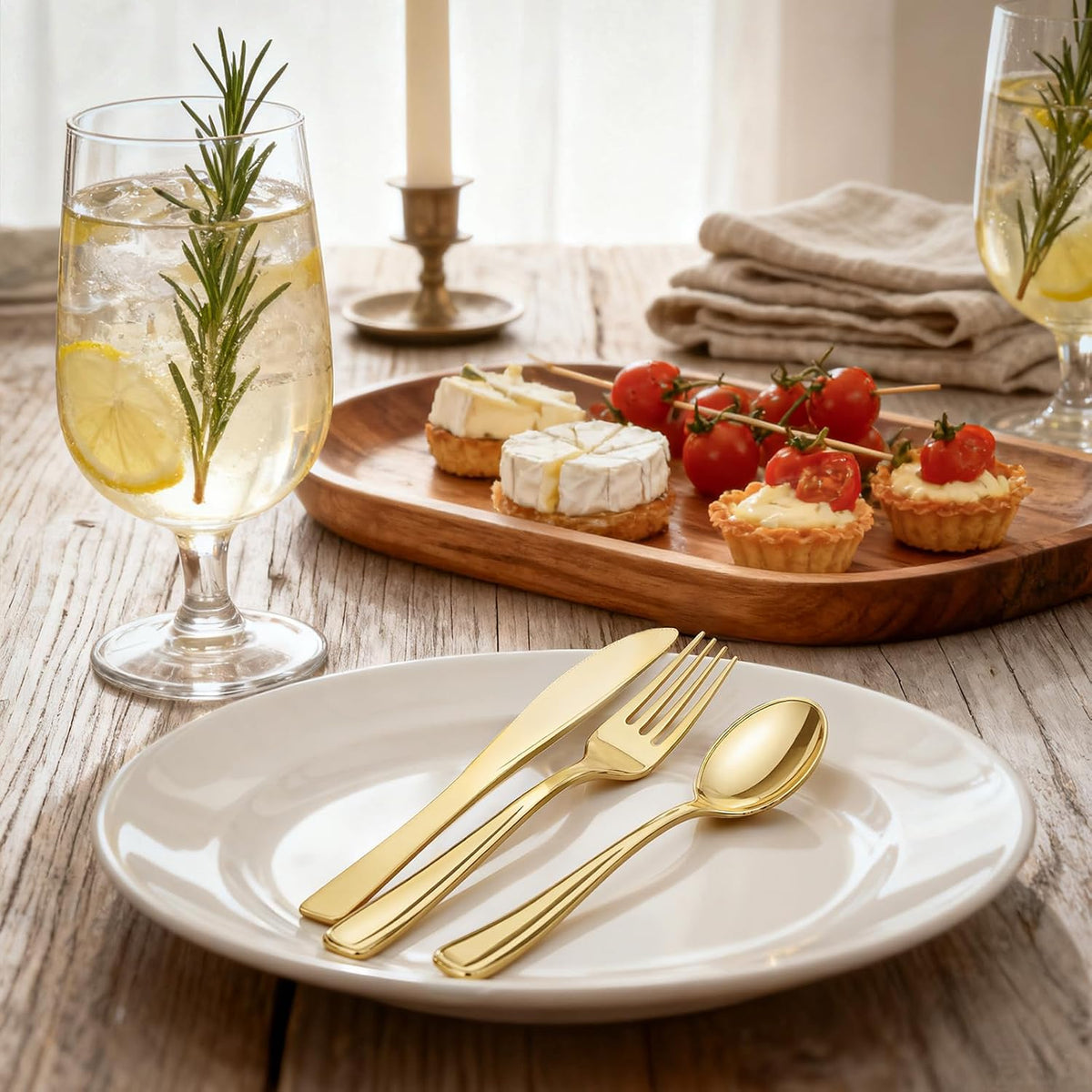 300 Pieces Gold Plastic Silverware - Heavy Duty Disposable Cutlery Set Plastic Gold Silverware Set Includes 100