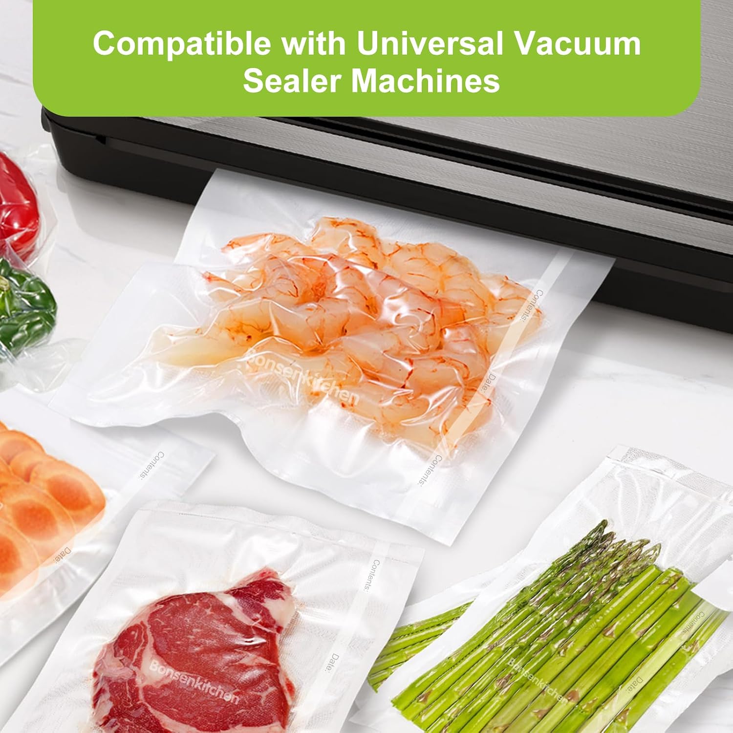 Vacuum Sealer Bags, 11" x 20' Rolls 2 Pack for Food Storage